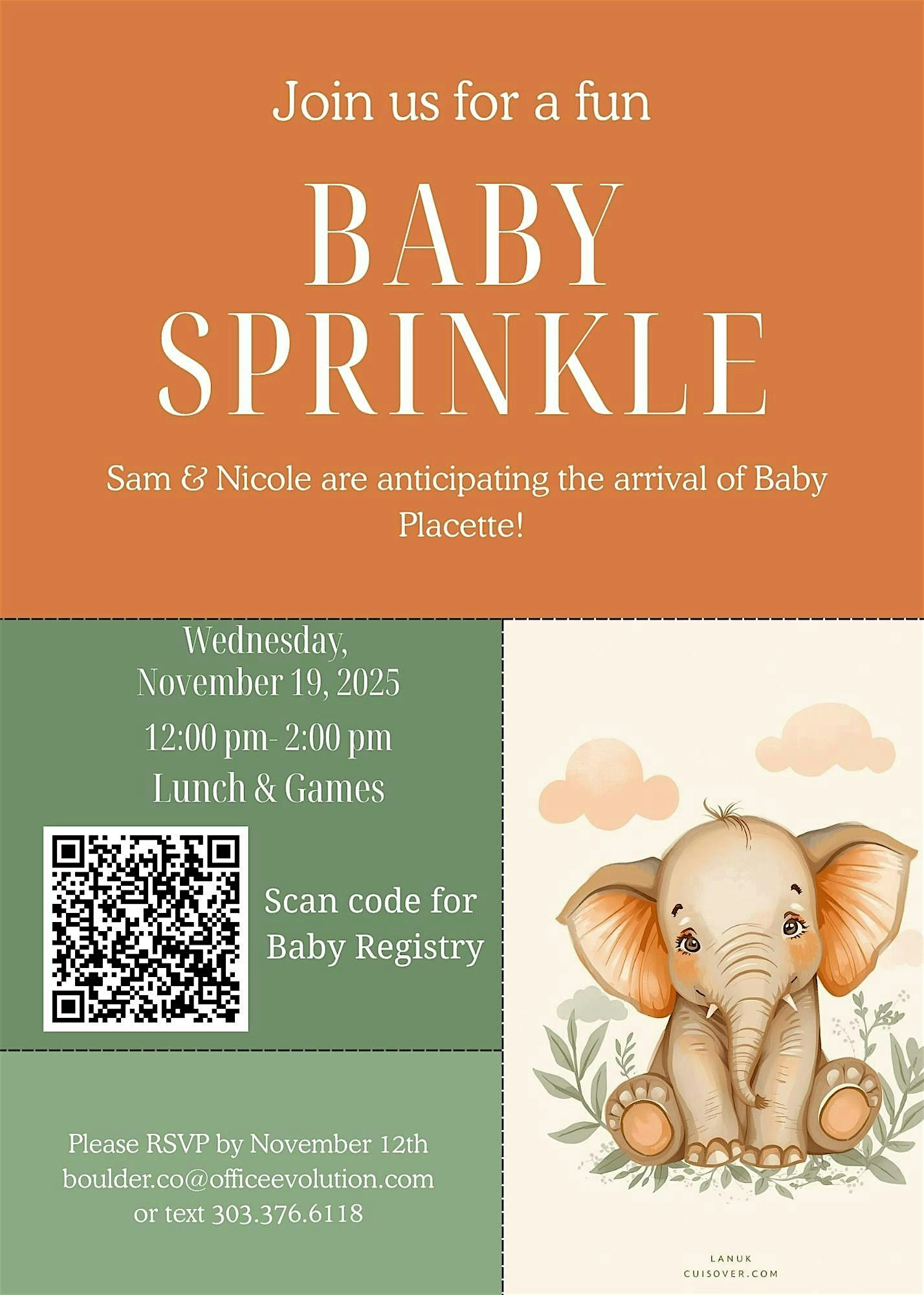 Baby Sprinkle for Sam and Nicole at Office Evolution – Boulder, CO – Boulder, CO