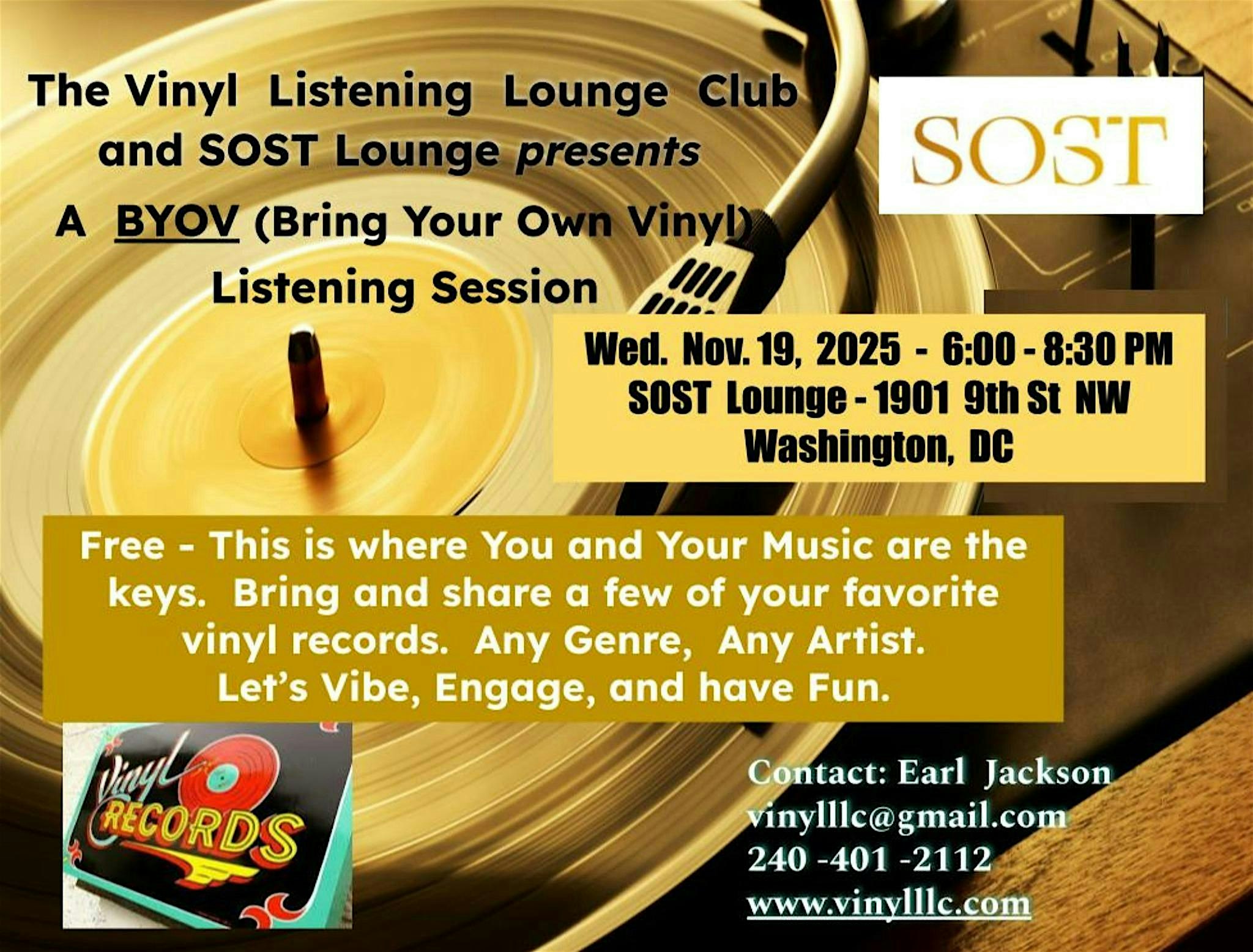 Bring Your Own Vinyl Listening Session at SOST – Washington, DC