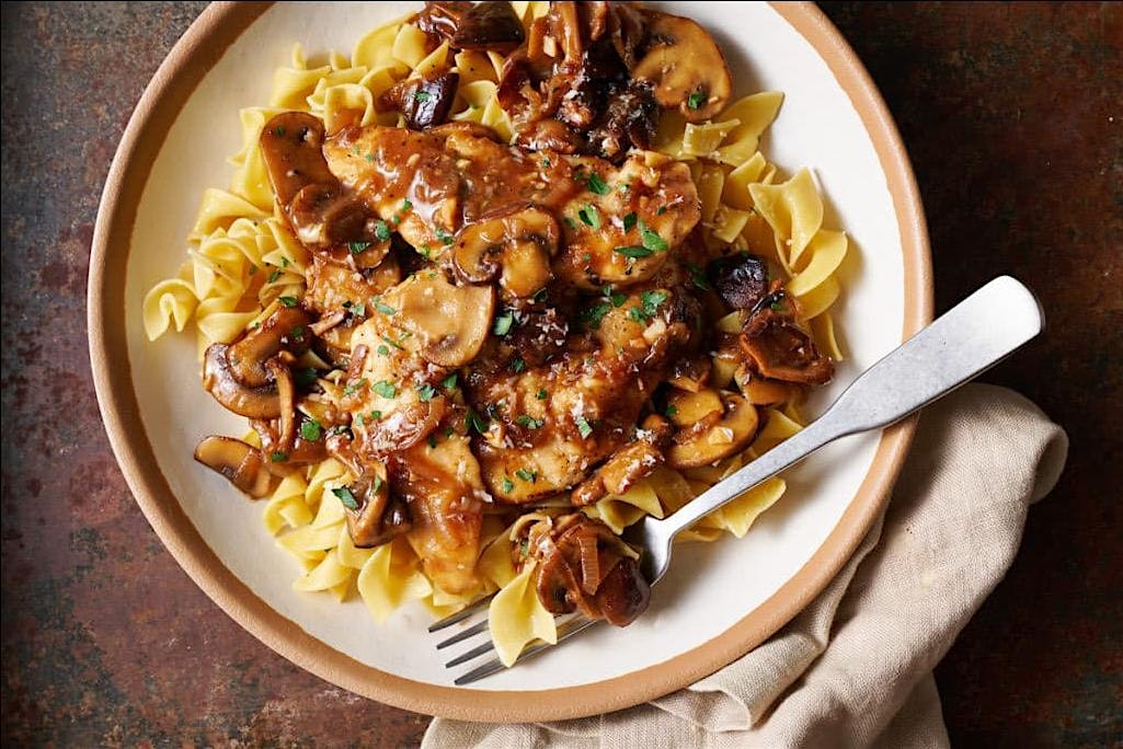UBS In Person Cooking Class: Chicken Marsala with Egg Noodles at UBS Cooking School – Weehawken, NJ