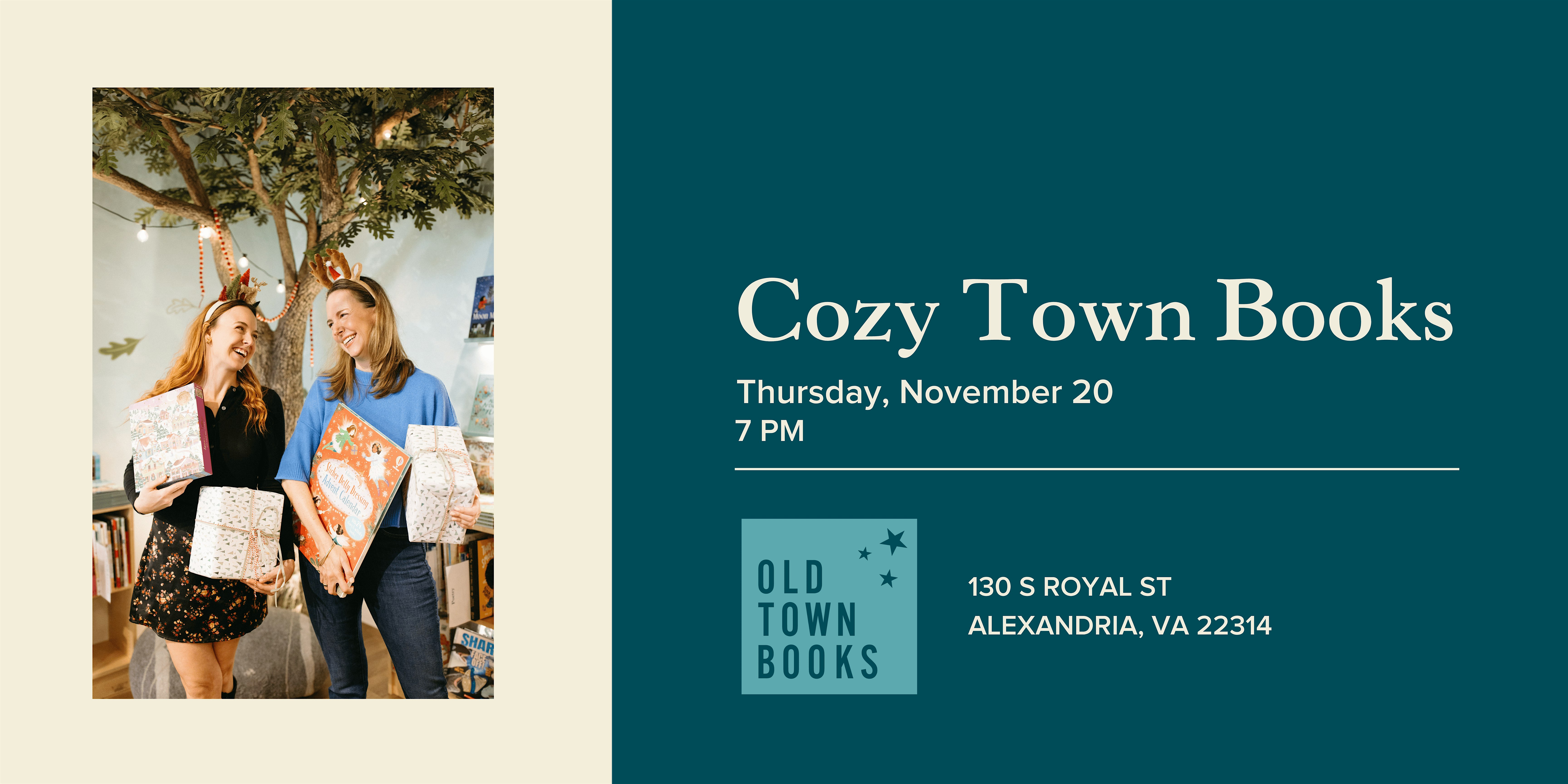Cozy Town Books – November 20 at Old Town Books – Alexandria, VA