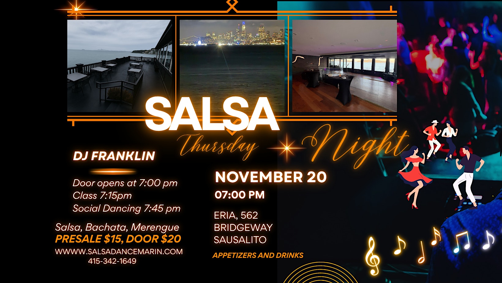 SALSA Thursday nights at Eria in Sausalito! With DJ FRANKLIN! at eria events on bridgeway – Sausalito, CA