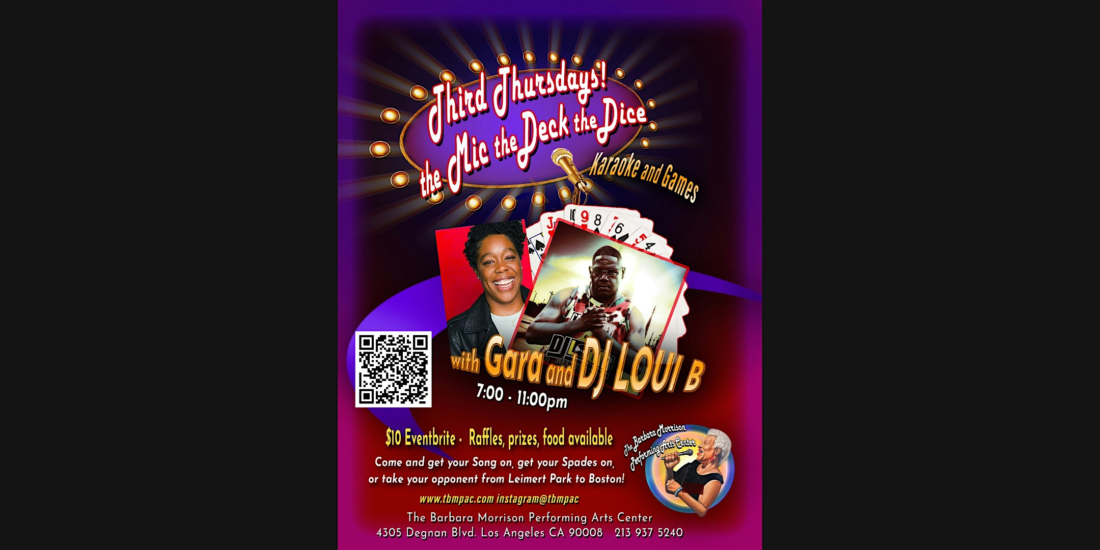 Third Thursdays! Karaoke and Games with Gara & DJLOUIB at THE BARBARA MORRISON PERFORMING ARTS CENTER – Los Angeles, CA