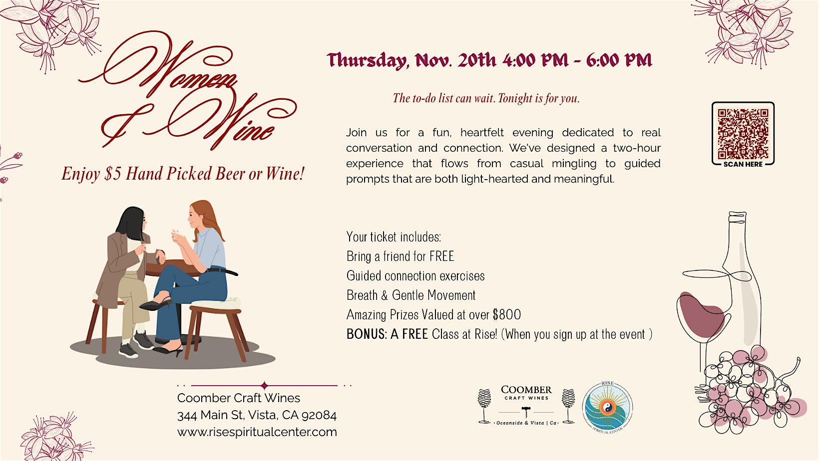 Women & Wine: An Evening of Connection & Conversation at Coomber Craft Wines Vista – Vista, CA