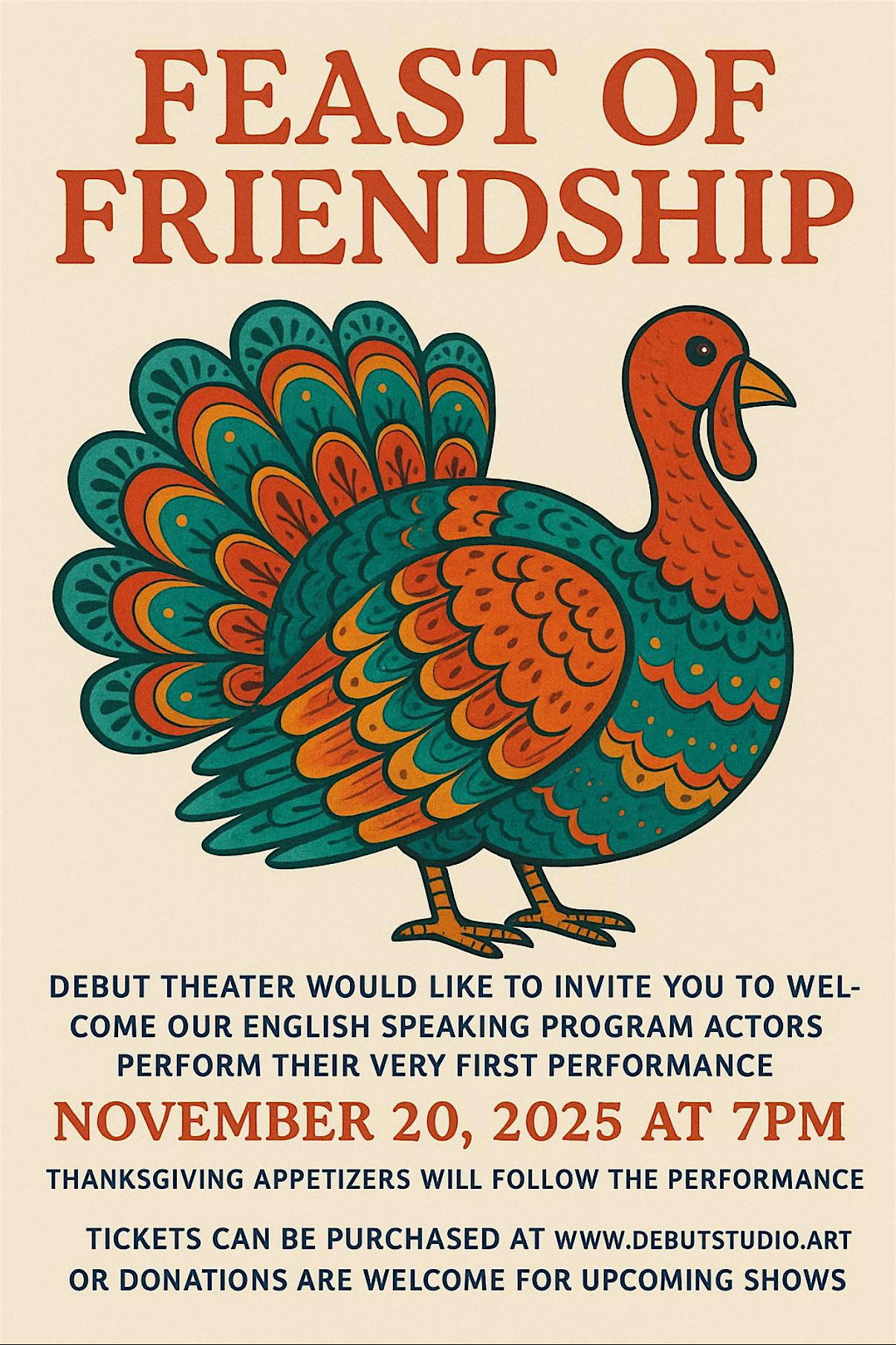 Feast of Frrienship at Debut Theater studio – Buffalo Grove, IL