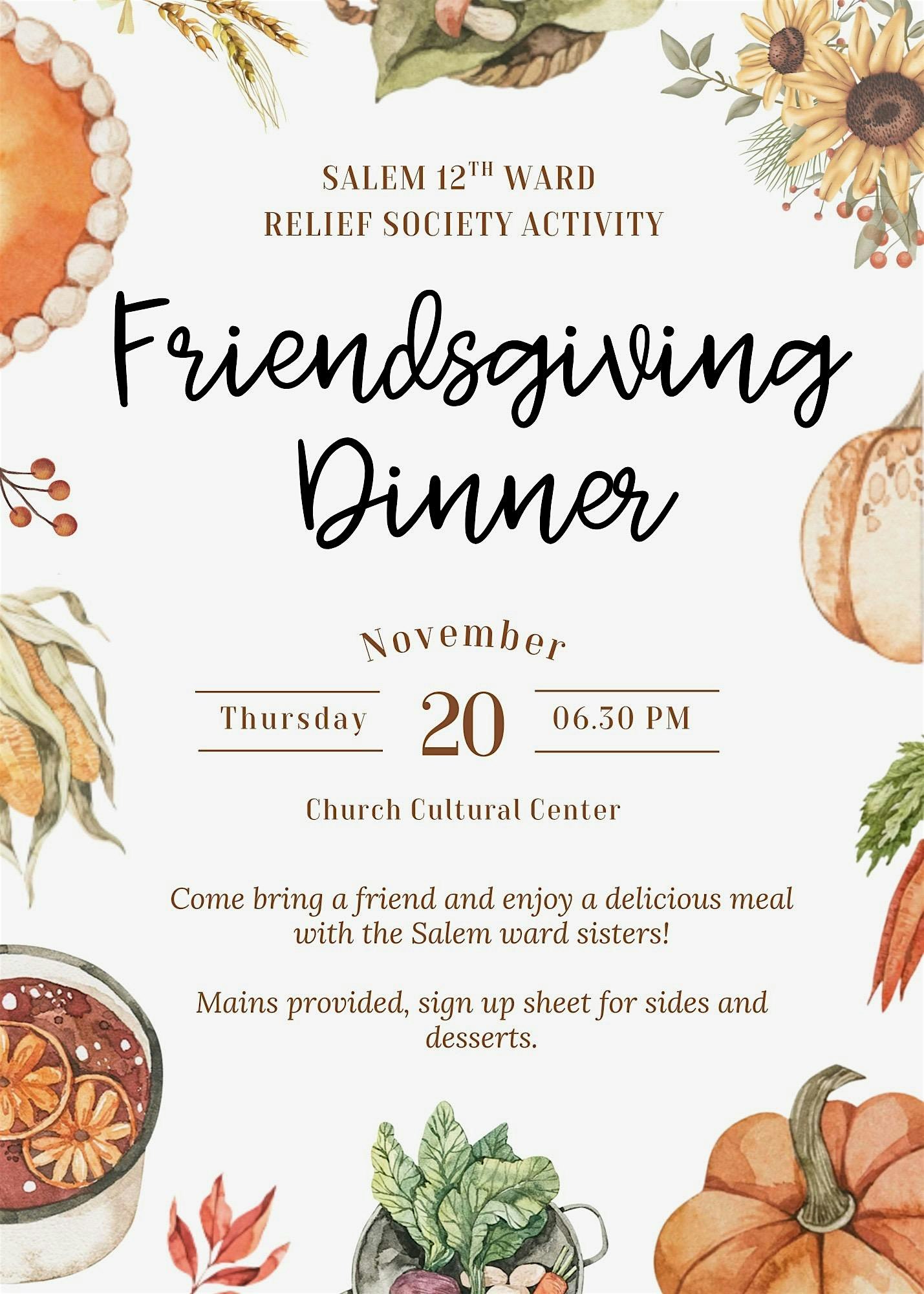 12th Ward RS Friendsgiving at The Church of Jesus Christ of Latter-day Saints – Salem, UT