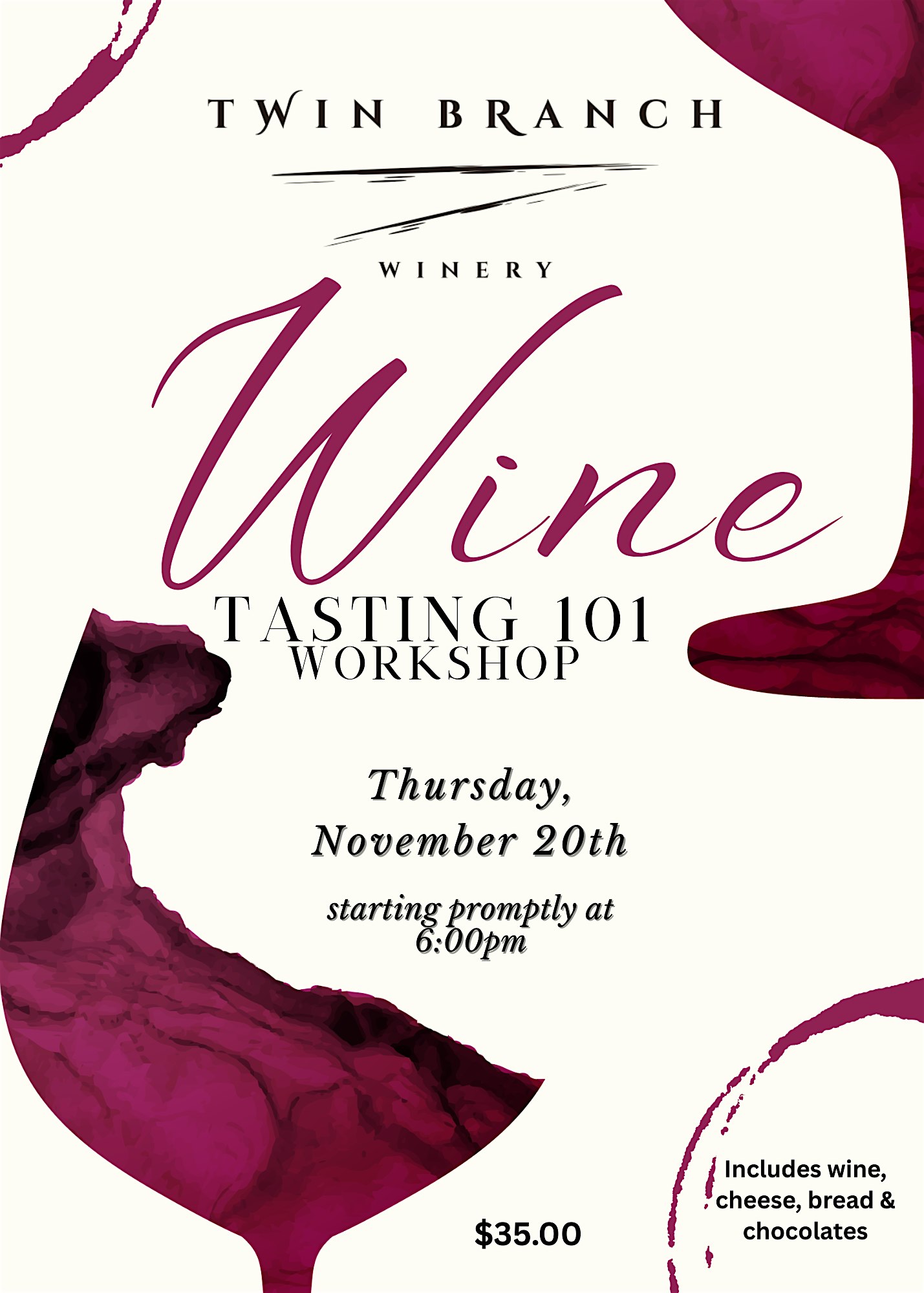 Wine Tasting 101 Workshop at Twin Branch Winery – Milton, DE