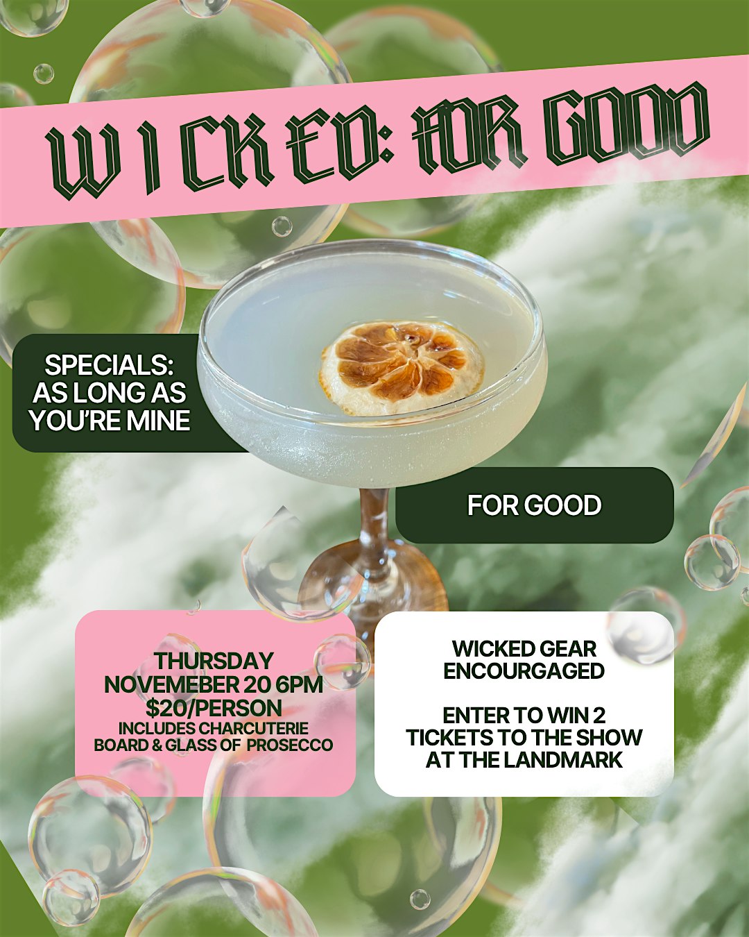 Wicked: For Good Party at Emerald Cocktail Kitchen at 1333 West Fayette Street, Syracuse, NY, USA – Syracuse, NY