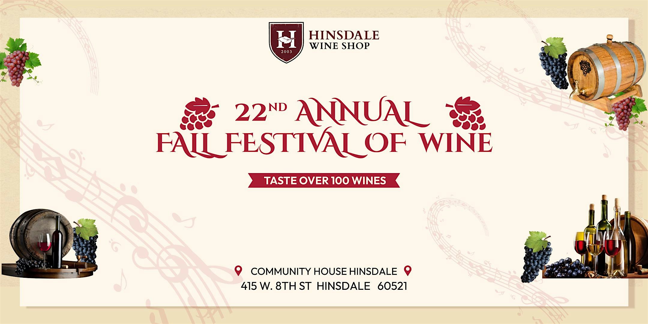 22nd Annual Fall Festival of Wine – Tasting Event at Community House – Hinsdale, IL