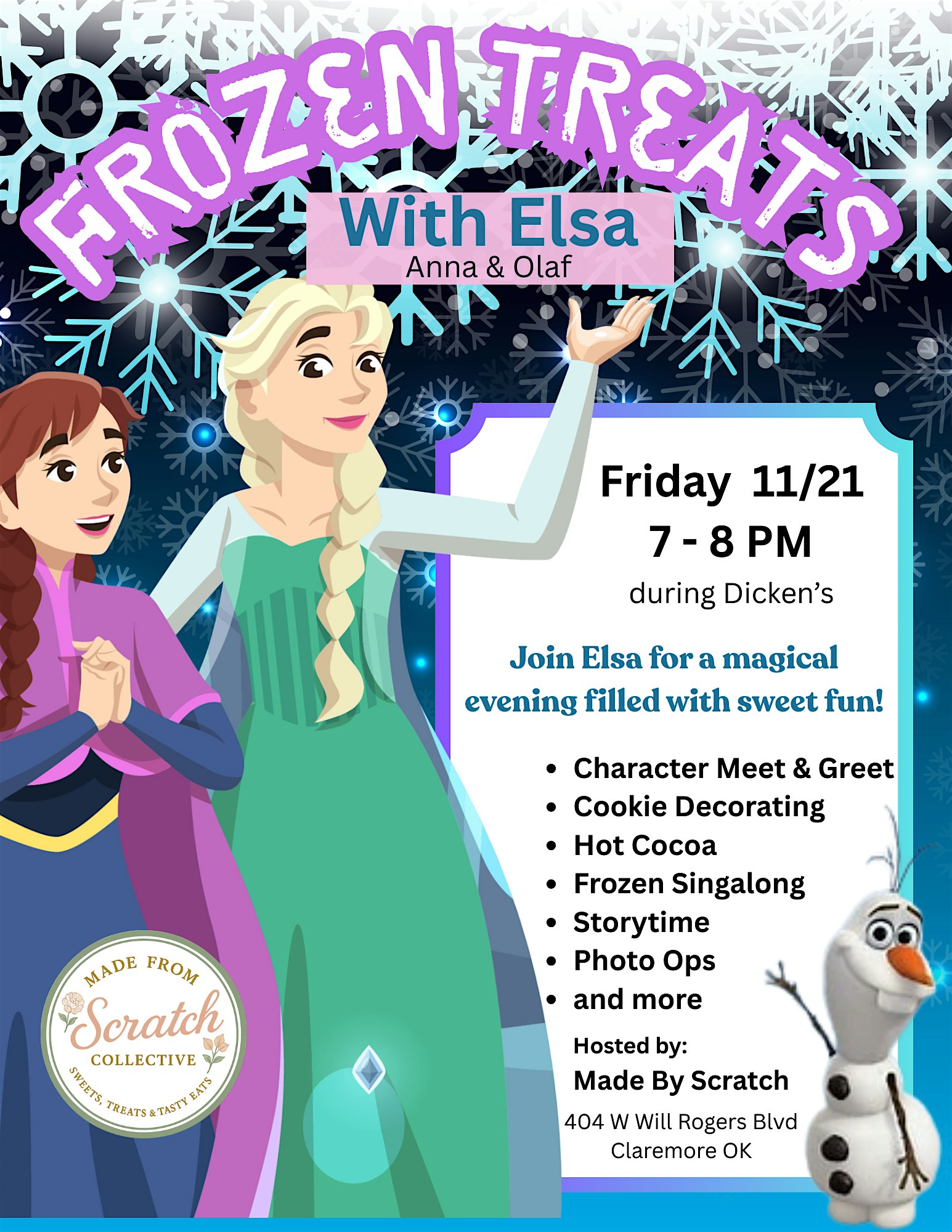 Frozen Treats with Elsa at Made From Scratch Collective – Claremore, OK