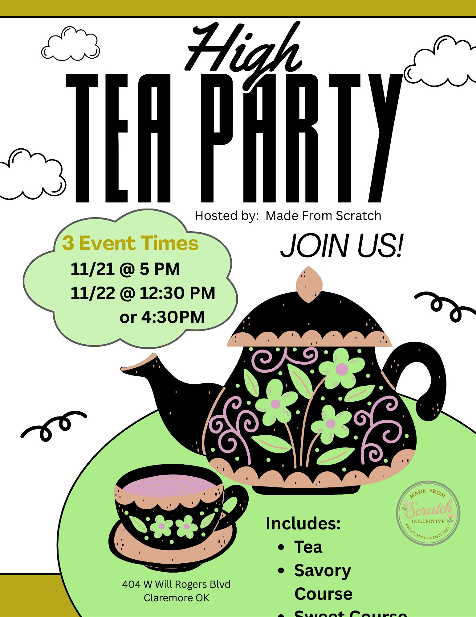 High Tea Party (Dickens on the Boulevard Claremore) at Made From Scratch Collective – Claremore, OK