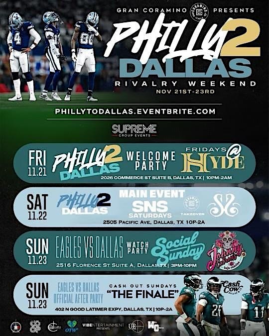 PHILLY TO DALLAS WEEKEND NOVEMBER 21st-23rd 2025 at 2026 Commerce St – Dallas, TX