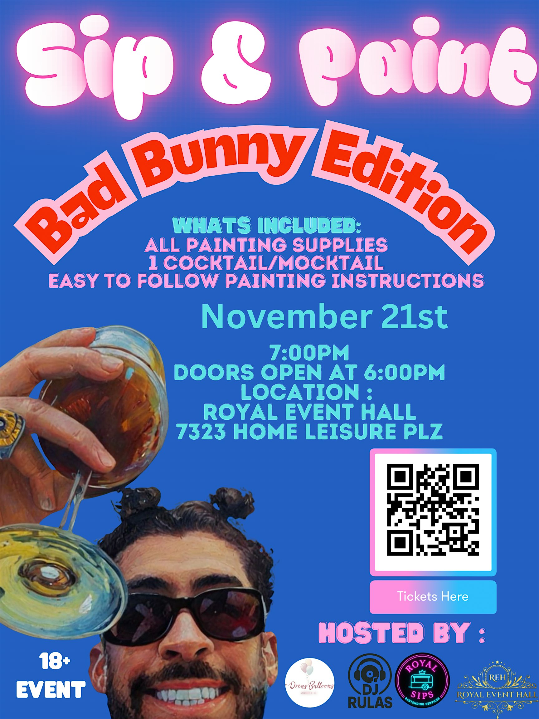 Sip & Paint Bad Bunny Edition at ROYAL EVENT HALL – Sacramento, CA