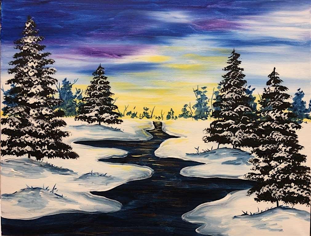 Paint and Sip – Shimmering Winter River – St. Charles, IL at Pinot’s Palette St. Charles, IL – St. Charles, IL