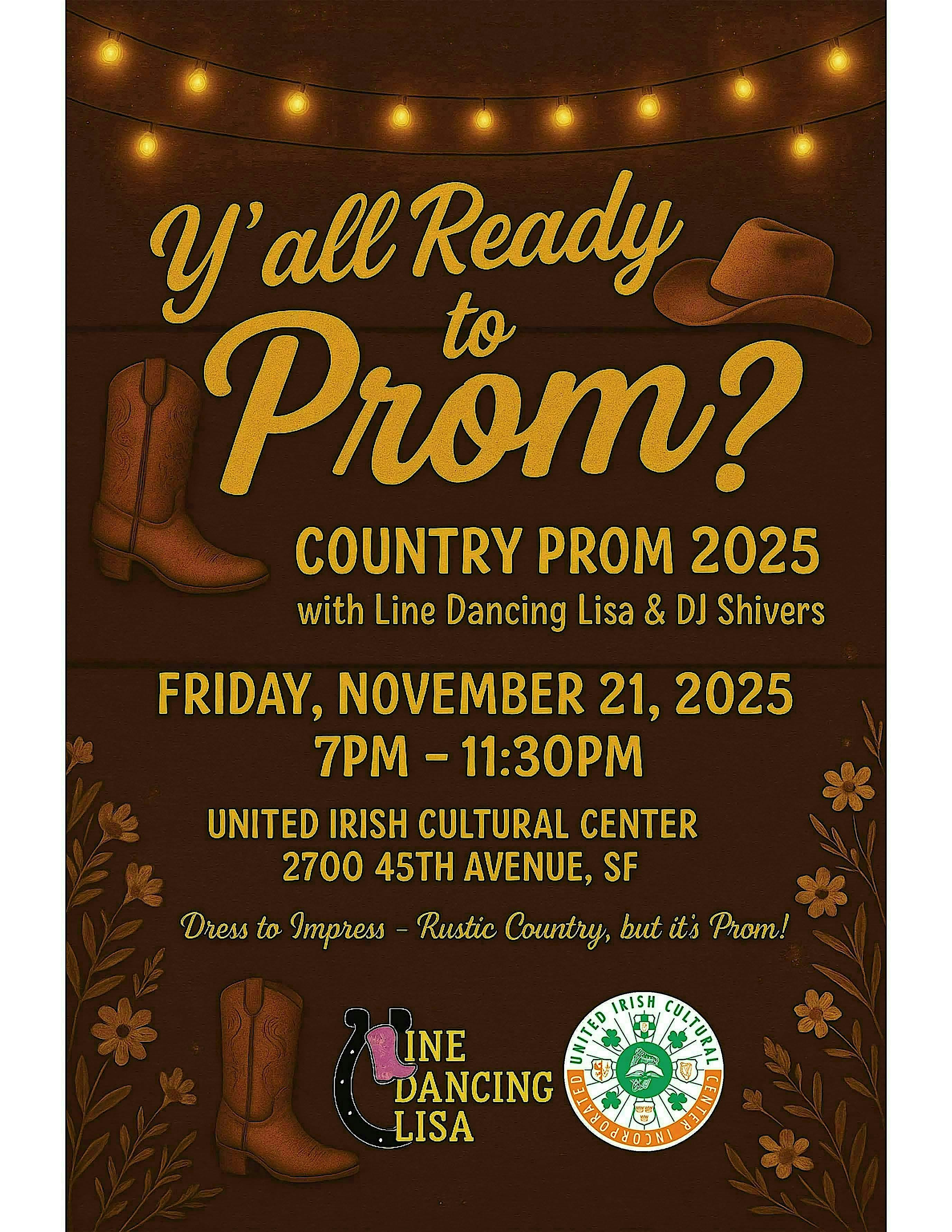 Country Prom Night!! at United Irish Cultural Center – San Francisco, CA