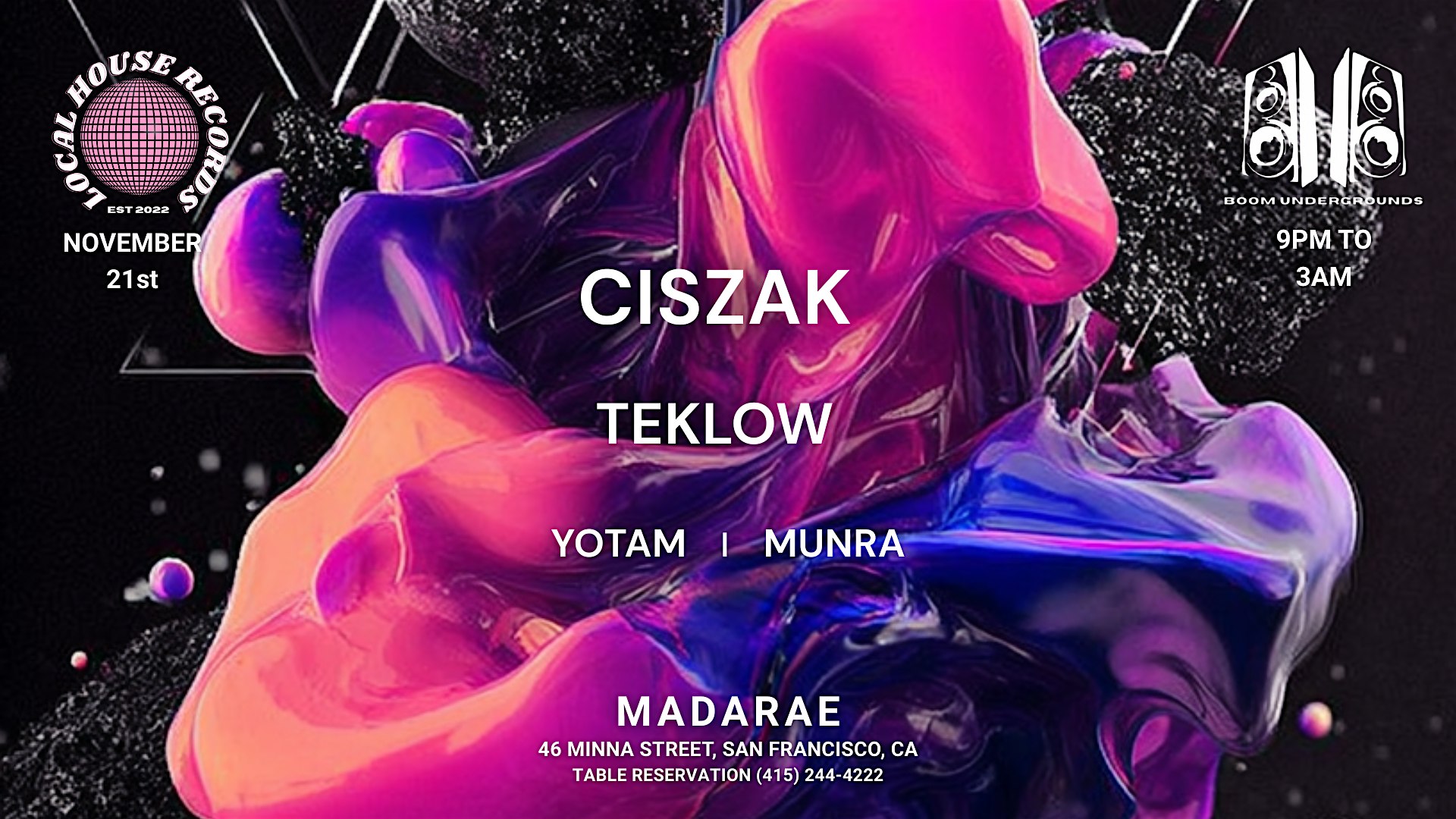 CISZAK [TECH HOUSE] + TEKLOW at MADARAE ►2 FOR 1 DRINKS at Madarae – San Francisco, CA
