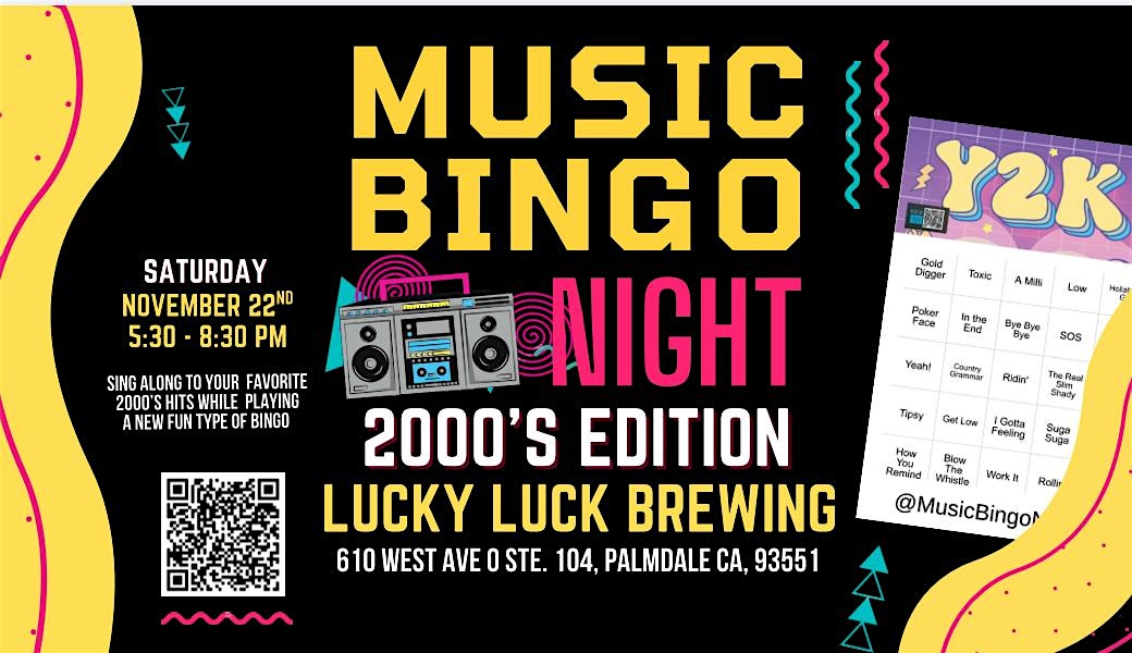 2000’s Music Bingo Night @ Lucky Luke Brewing Palmdale at Lucky Luke Brewing – Palmdale, CA