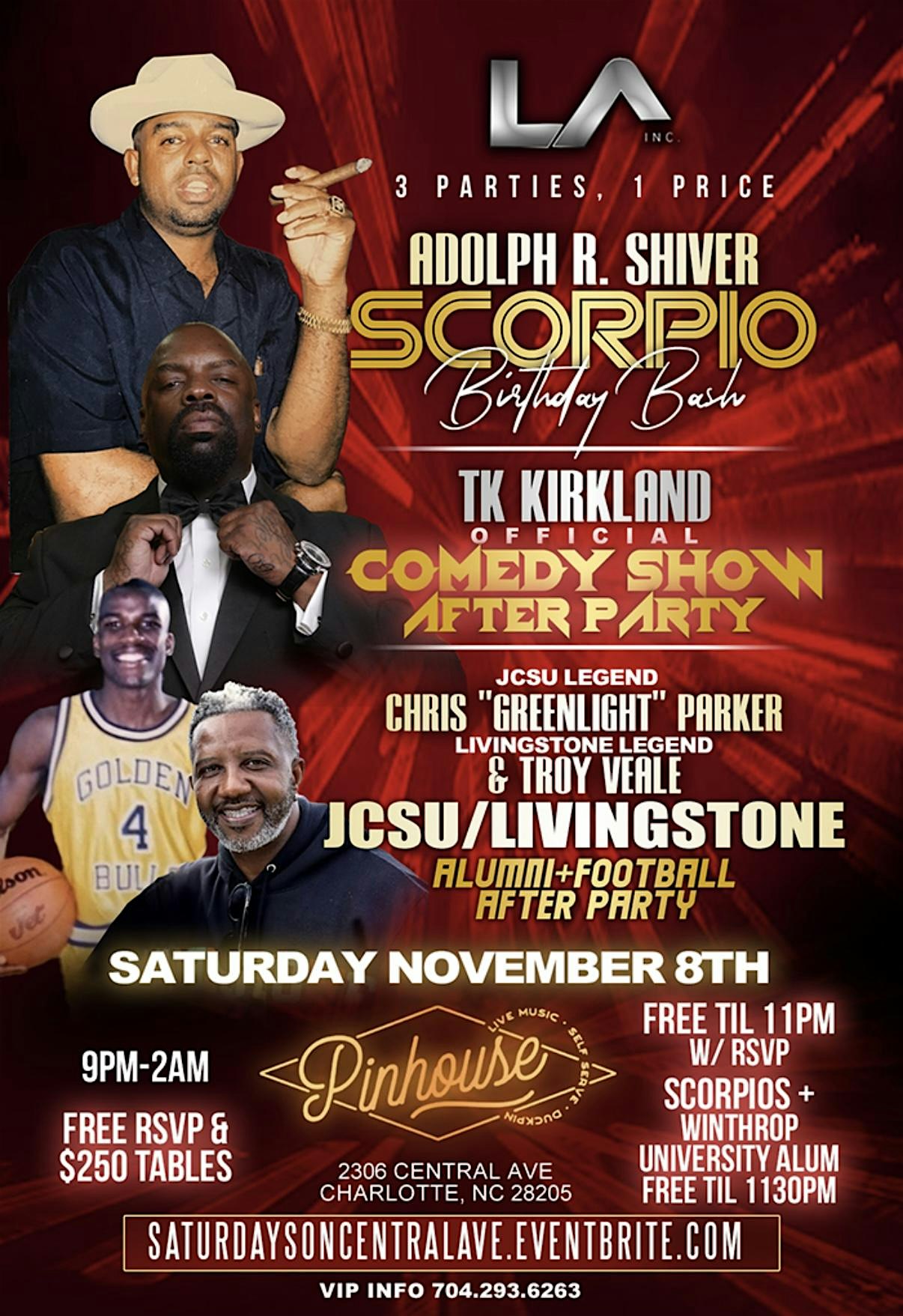 Adolph R. Shiver Scorpio Bday + TK Kirkland Comedy Show After Party at Pinhouse – Charlotte, NC