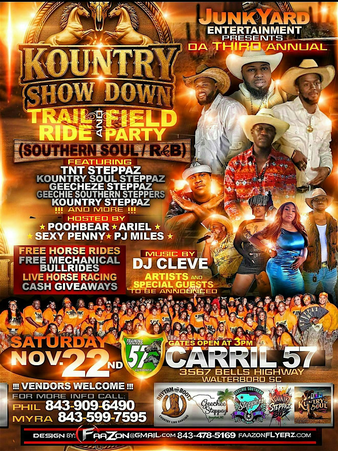 KOUNTRY SHOW DOWN TRAIL RIDE AND FIELD PARTY at CARRIL 57 – Walterboro, SC