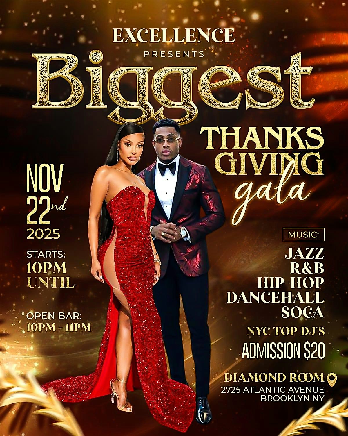 THE BIGGEST THANKSGIVING GALA at 2725 Atlantic Ave – Brooklyn, NY