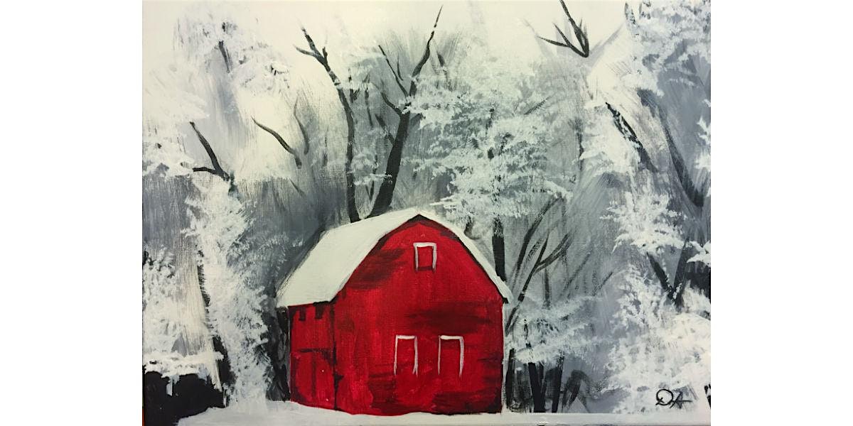 Mimosa Class – “Frozen Barn” – Sat Nov 22, 11:30 AM at Sipping N’ Painting Highland – Denver, CO