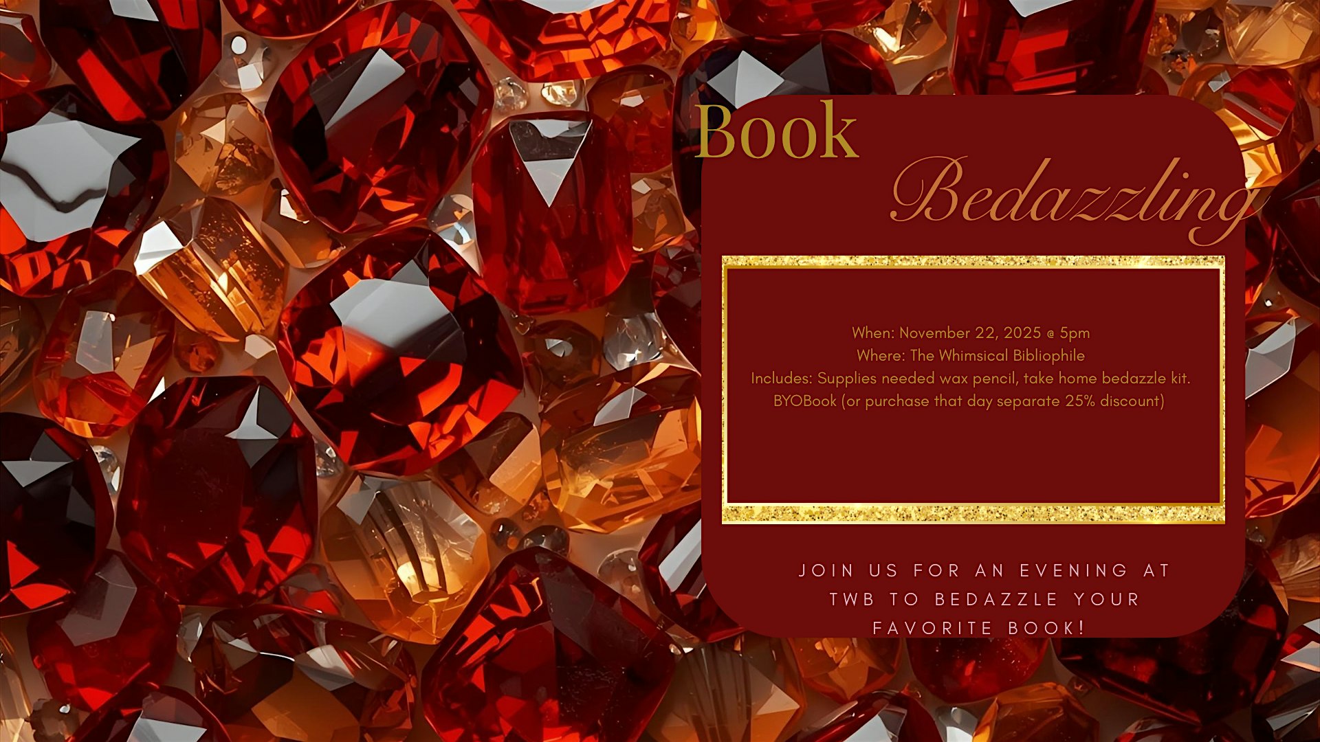 Book Bedazzling Night at The Whimsical Bibliophile – Cheraw, SC