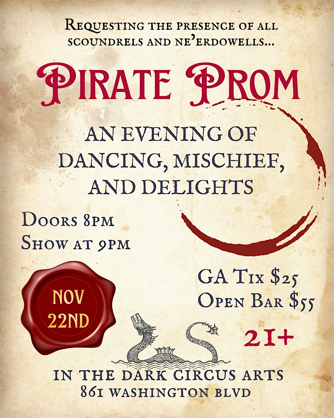 Pirate Prom at In the Dark Circus Arts – Baltimore, MD
