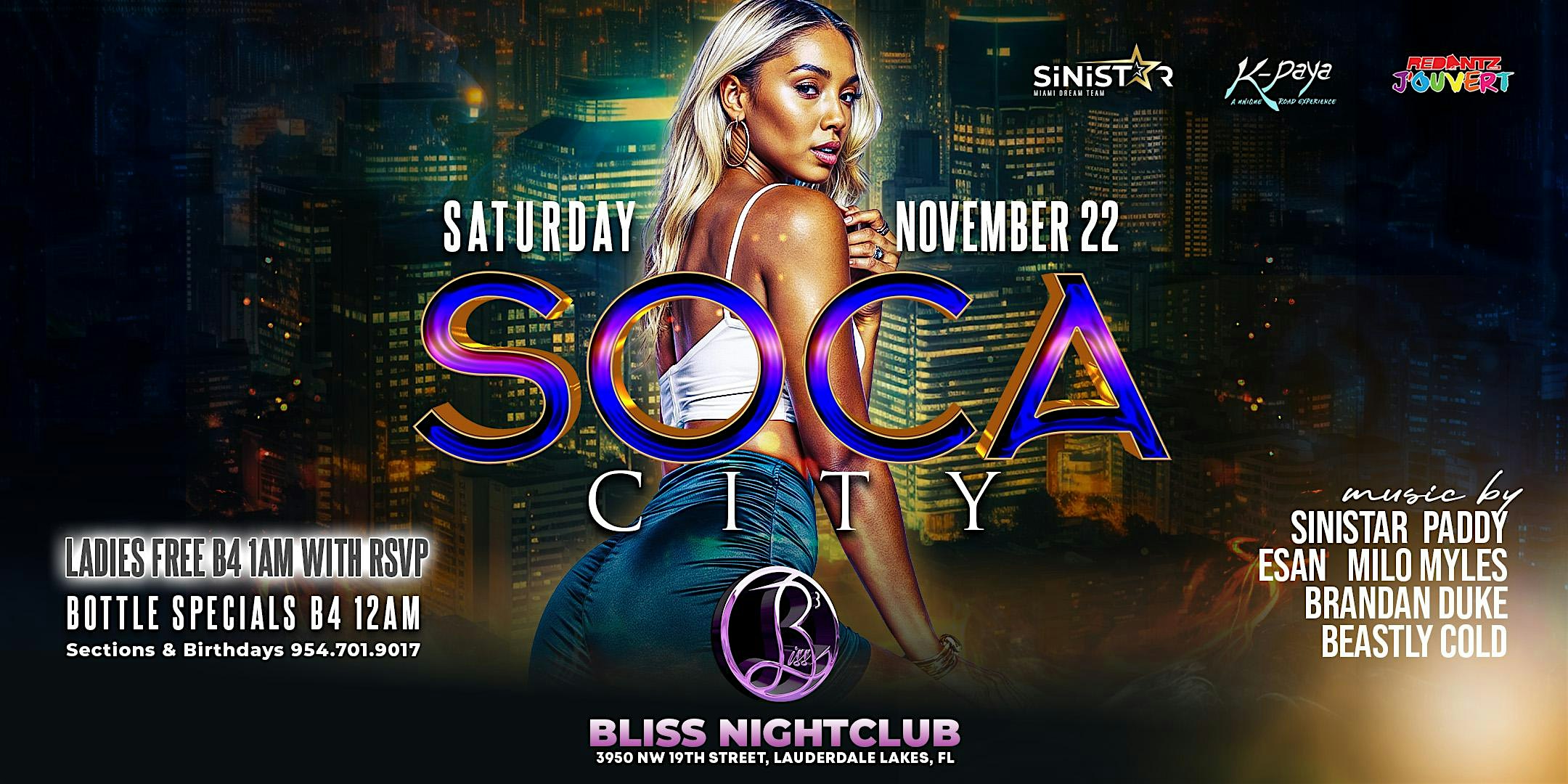 SOCA CITY at Bliss Bar & Nightclub – Lauderdale Lakes, FL