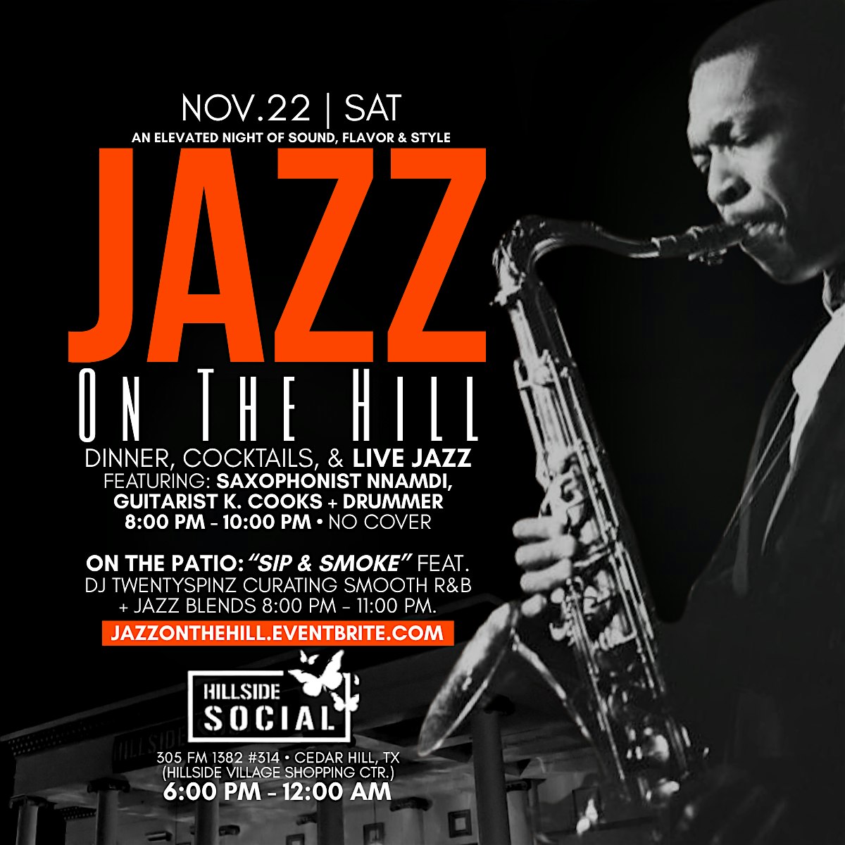JAZZ On The HILL, Vol.2: Live Jazz, Dinner & Cocktails @ Hillside Social at Hillside Social – Cedar Hill, TX