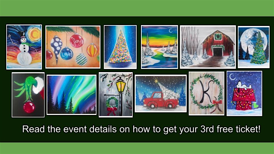 Paint and sip: Holiday Celebrations (buy 2 tickets and get a 3rd free!) at 1405 Hutchins Ave – Columbus, IN