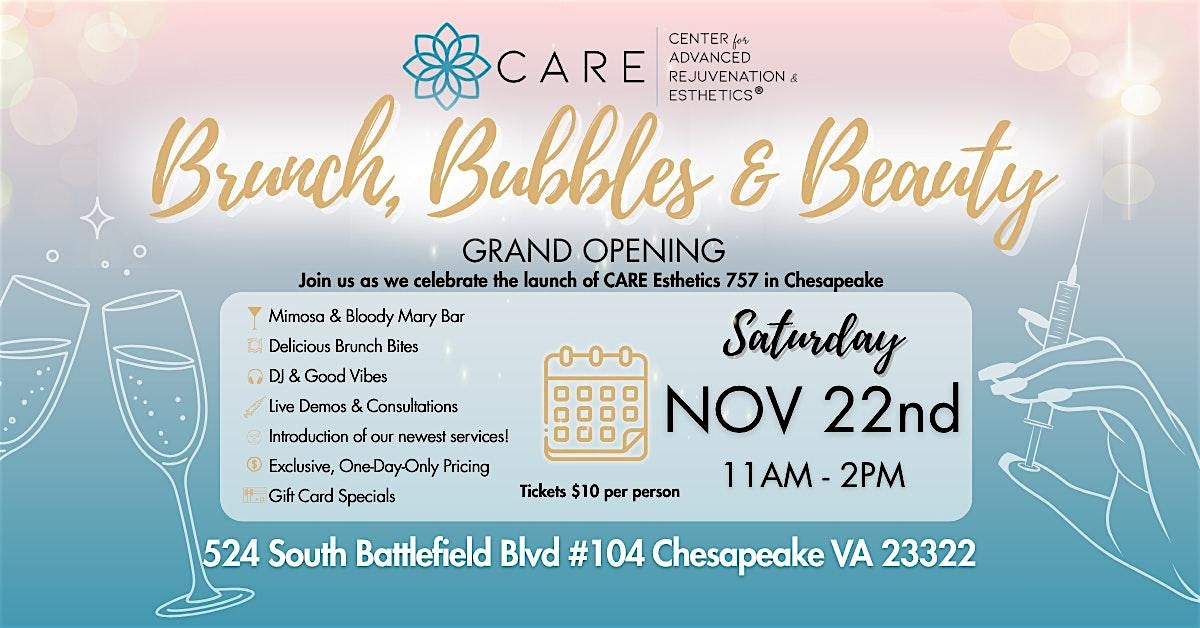 Brunch, Bubbles, & Beauty: CARE esthetics 757 GRAND OPENING at 524 S Battlefield Blvd #104 – Chesapeake, VA