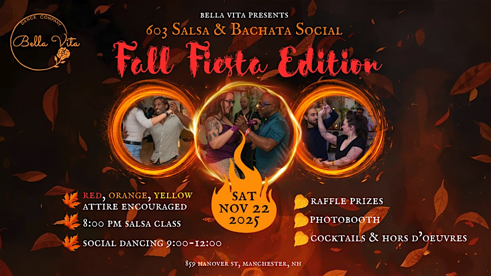 603 Salsa & Bachata Social: Fall Fiesta Edition! at 859 Hanover St – Manchester, NH