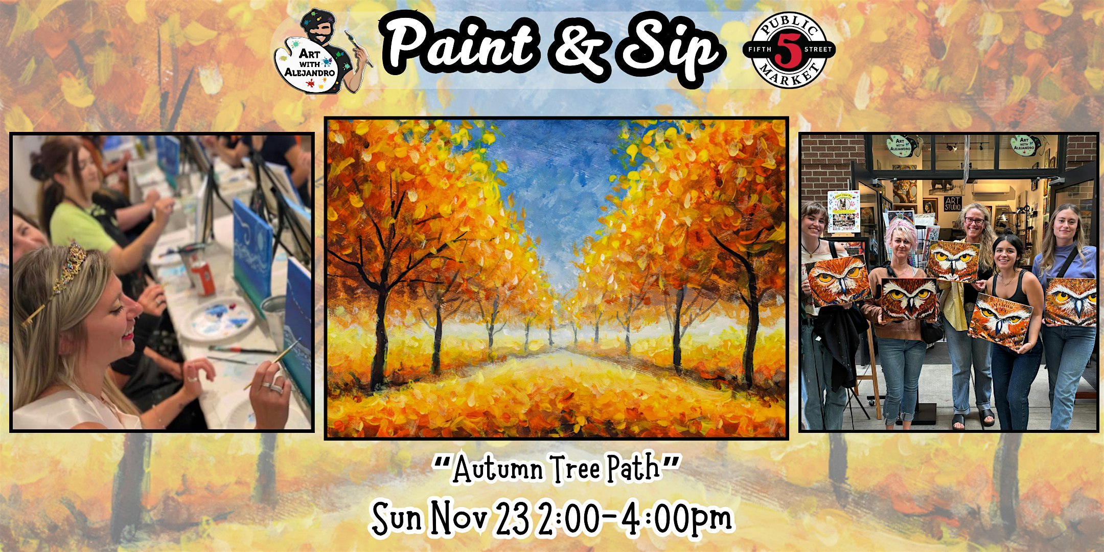 Paint & Sip at 5th St Alley “Autumn Tree Path” at Art with Alejandro – Eugene, OR
