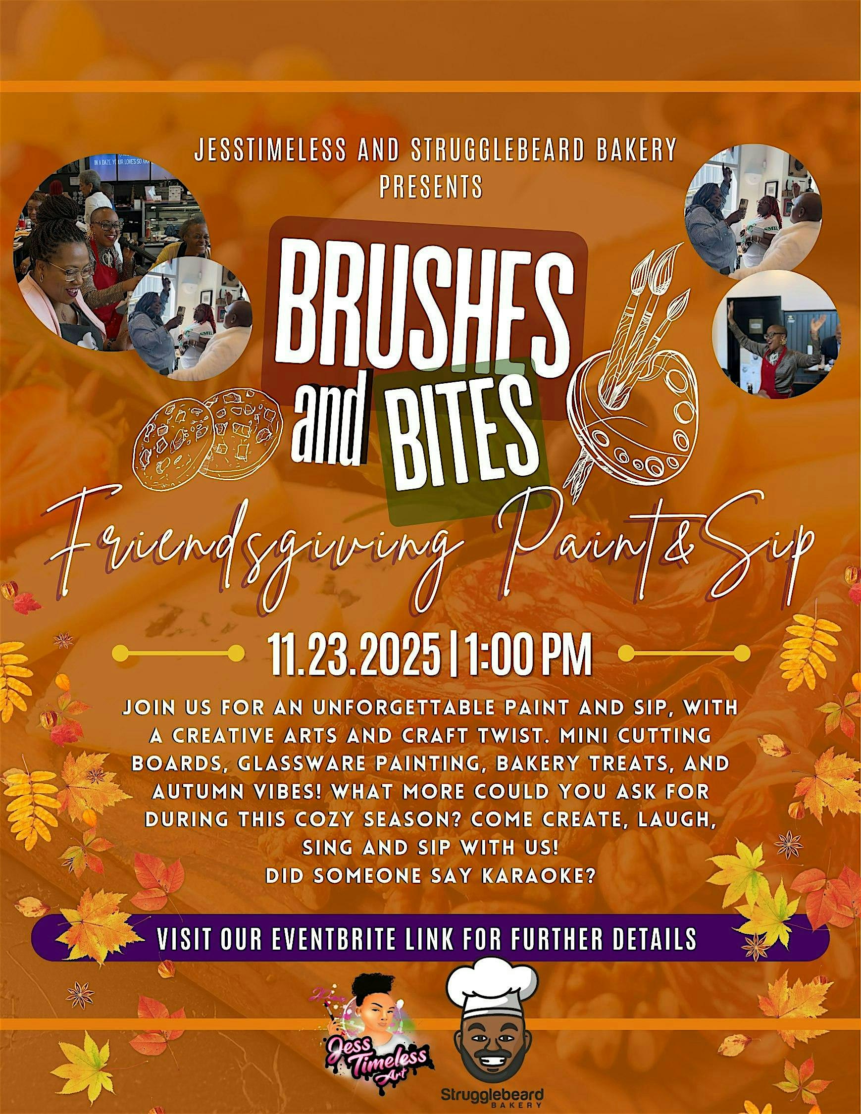 Brushes and Bites: Friendsgiving Paint&Sip at Strugglebeardbakery – Chicago, IL