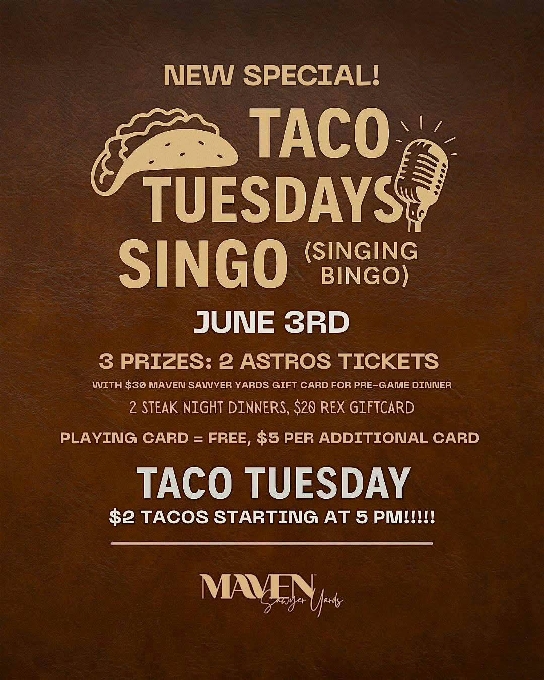 Music Bingo @ MAVEN Sawyer Yards at MAVEN at Sawyer Yards – Houston, TX