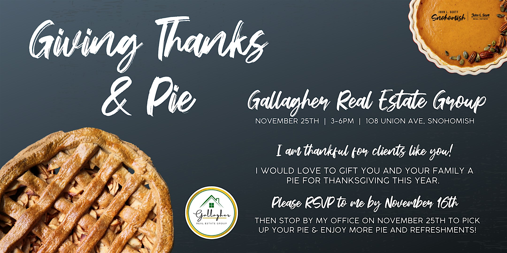 2025 Gallagher Real Estate Group Pie Social at 108 Union Ave – Snohomish, WA