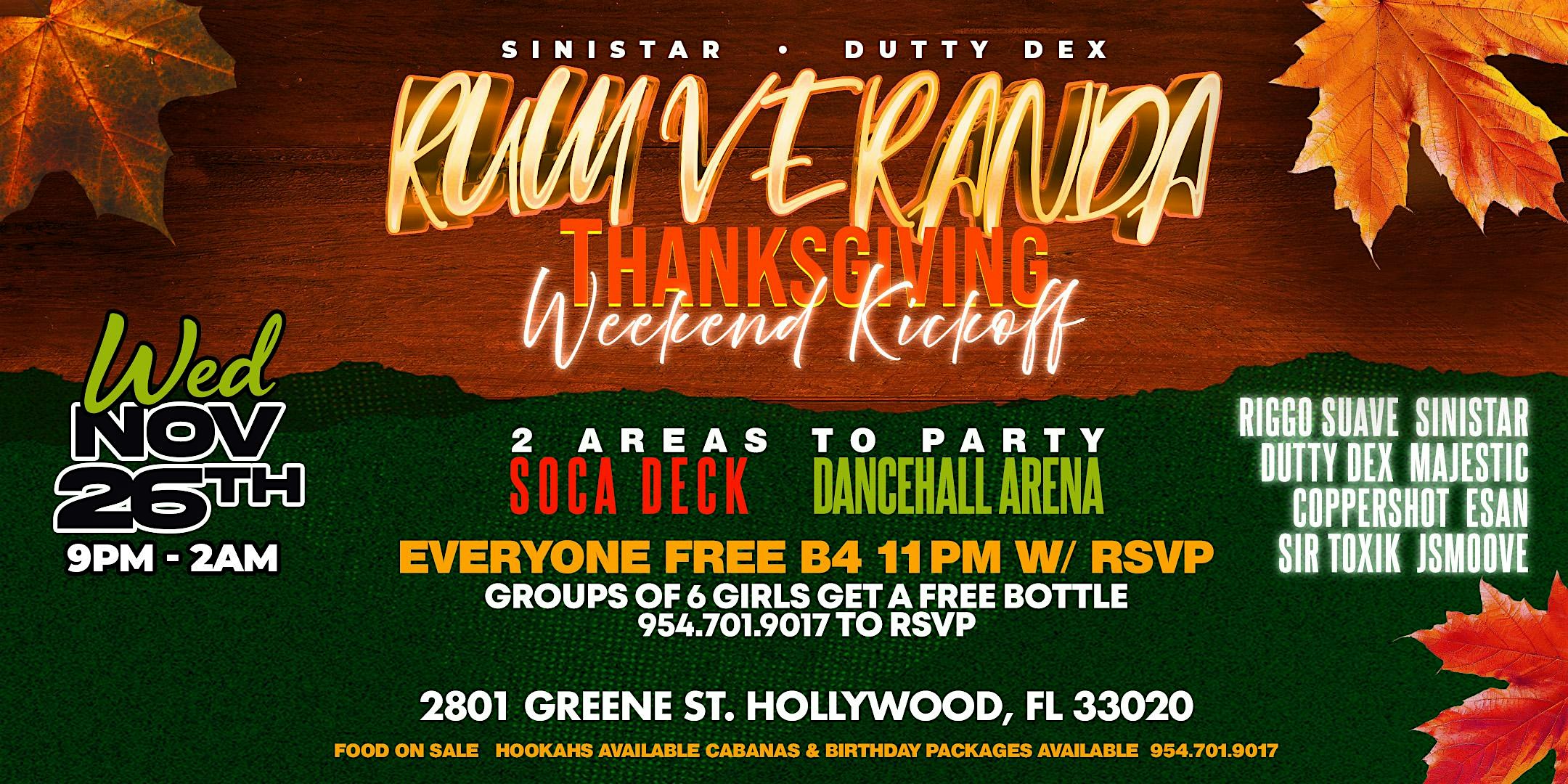 Rum Veranda – Thanksgiving Eve at Club Vault – Hollywood, FL