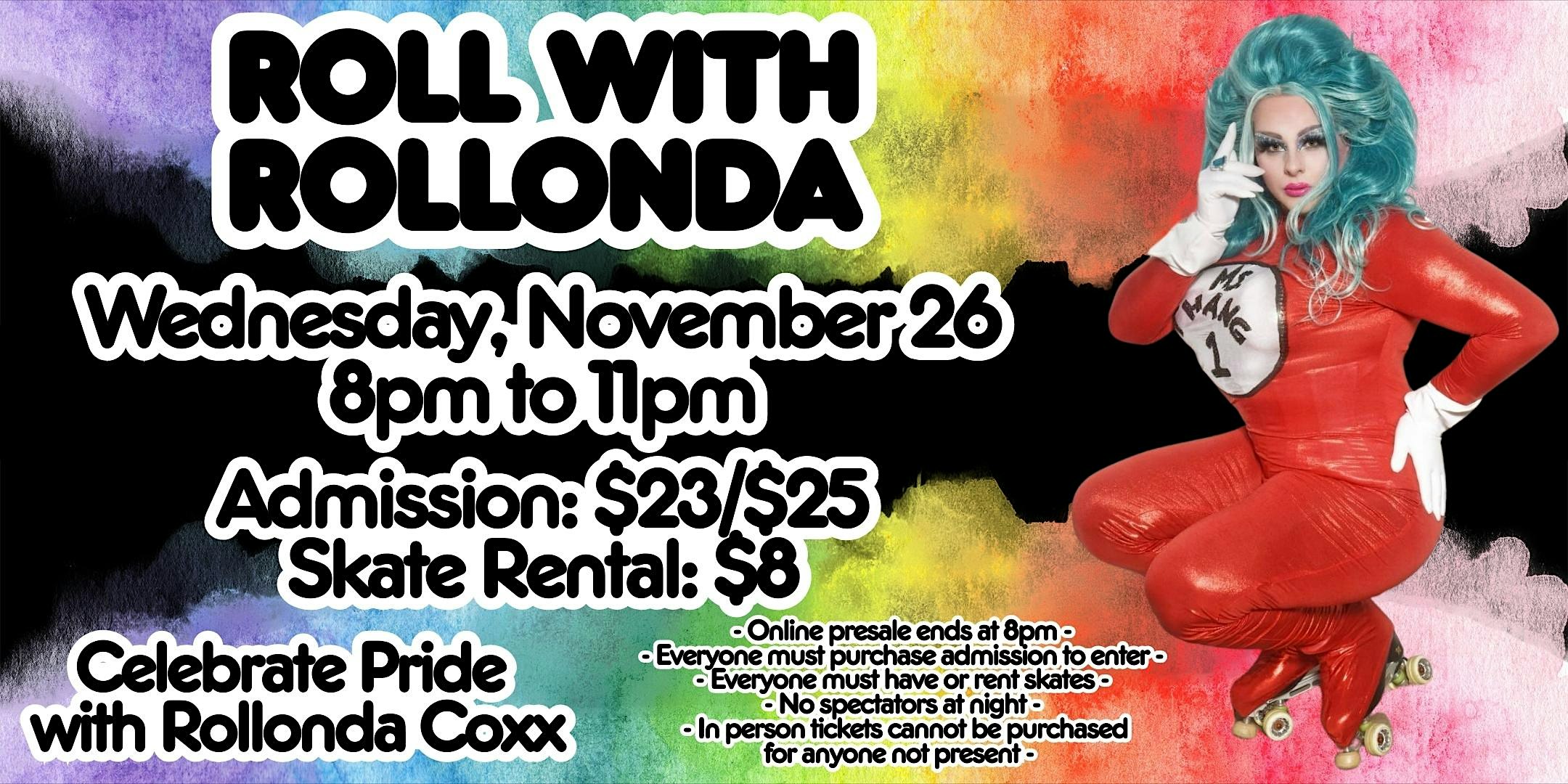 Roll With Rollonda Skate Night ALL AGES 8pm – 11pm at Moonlight Rollerway, Inc. – Glendale, CA