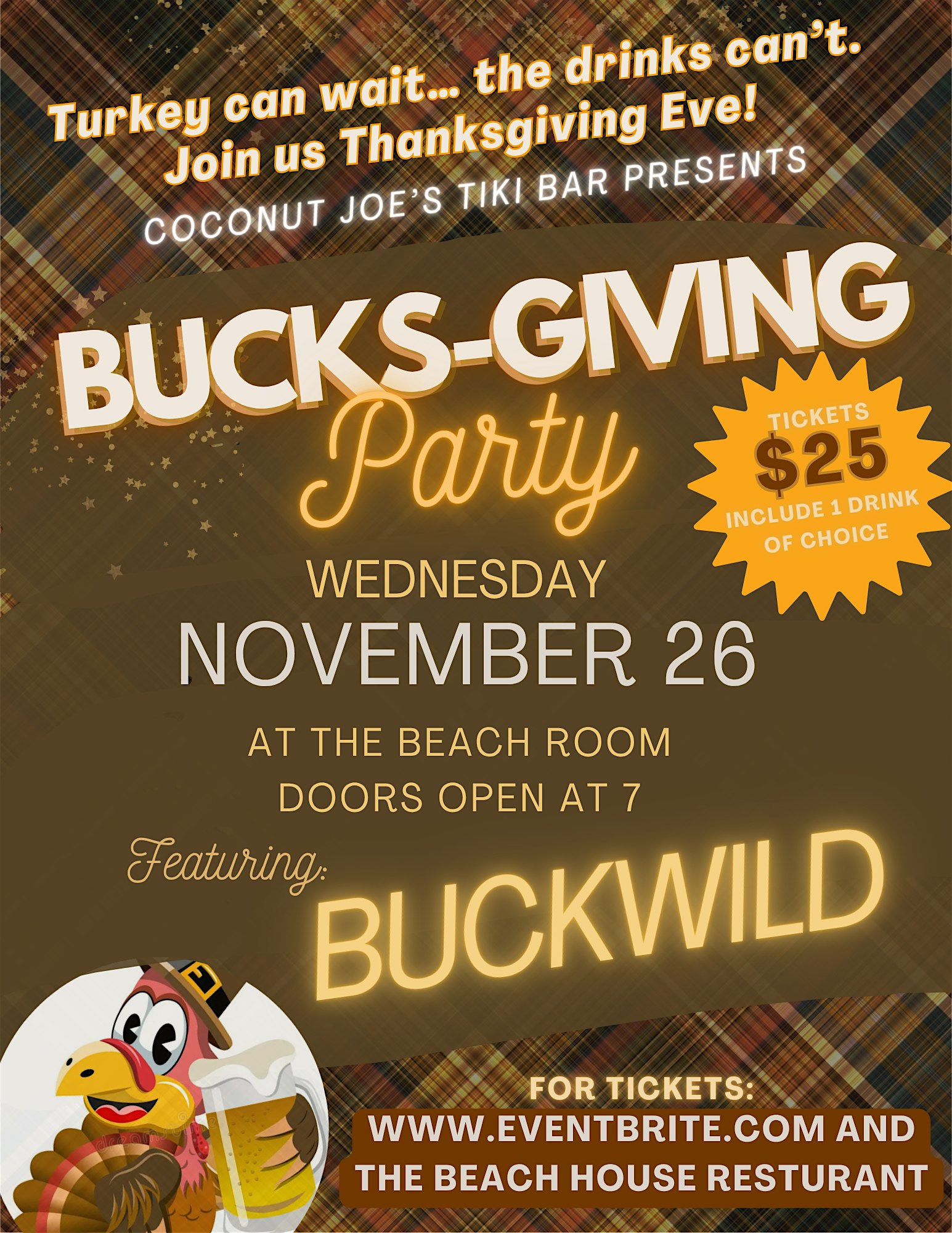 BUCKS-GIVING at Coconut Joe’s at Tiki Bar – Finleyville, PA