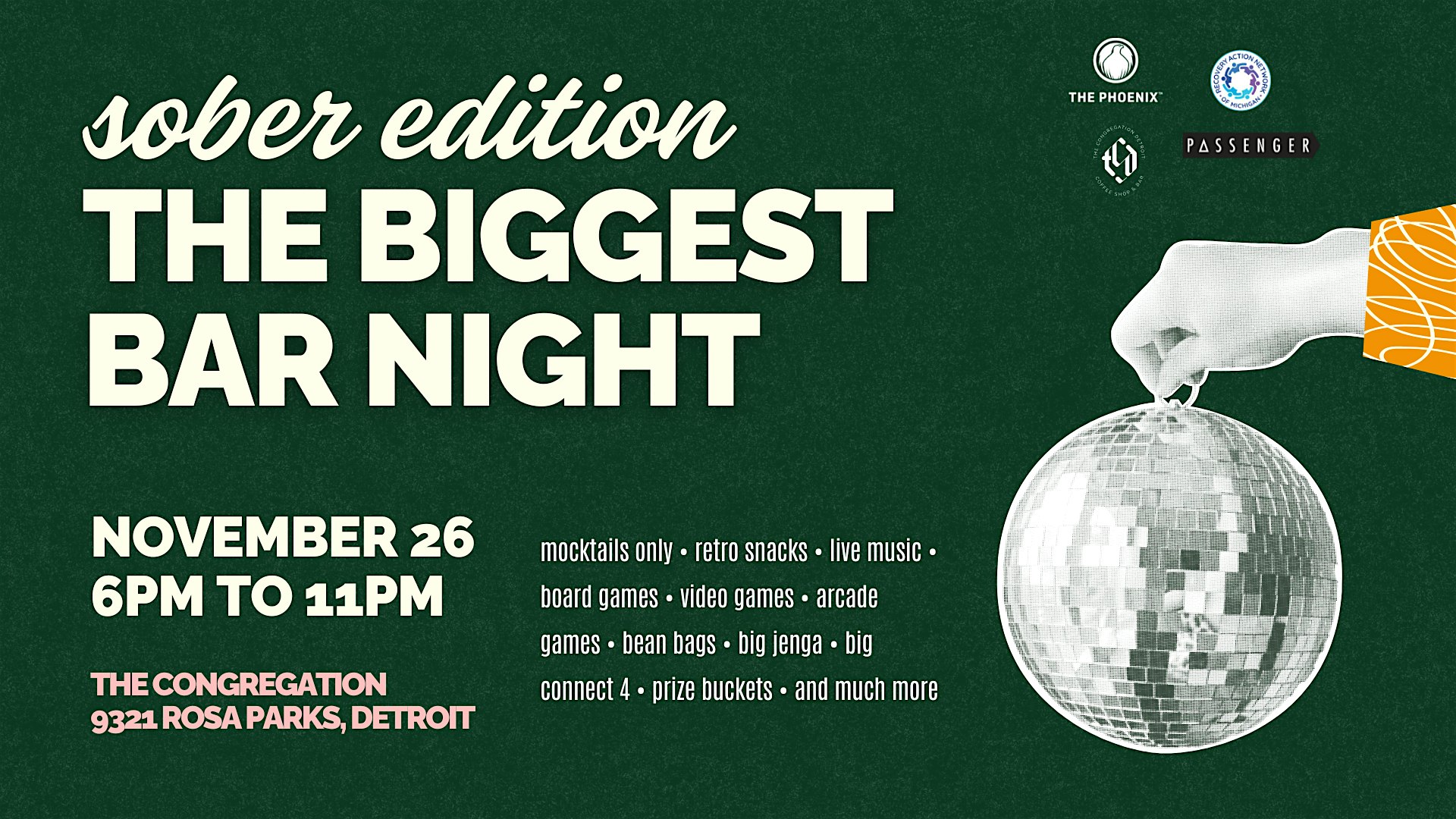 Biggest Bar Night of The Year: Sober Edition at The Congregation – Detroit, MI