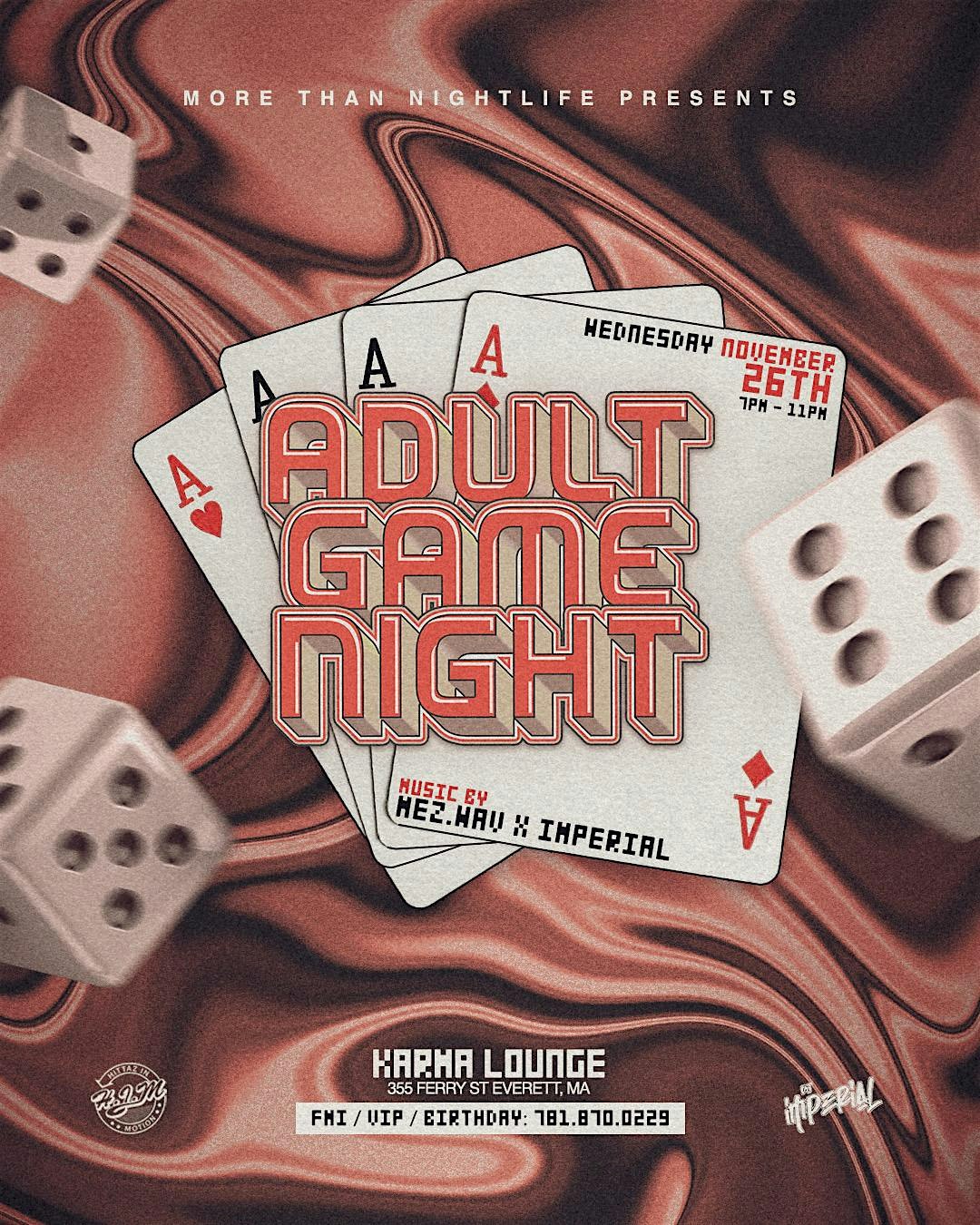 ADULT GAME NIGHT at Karma Lounge Boston – Everett, MA