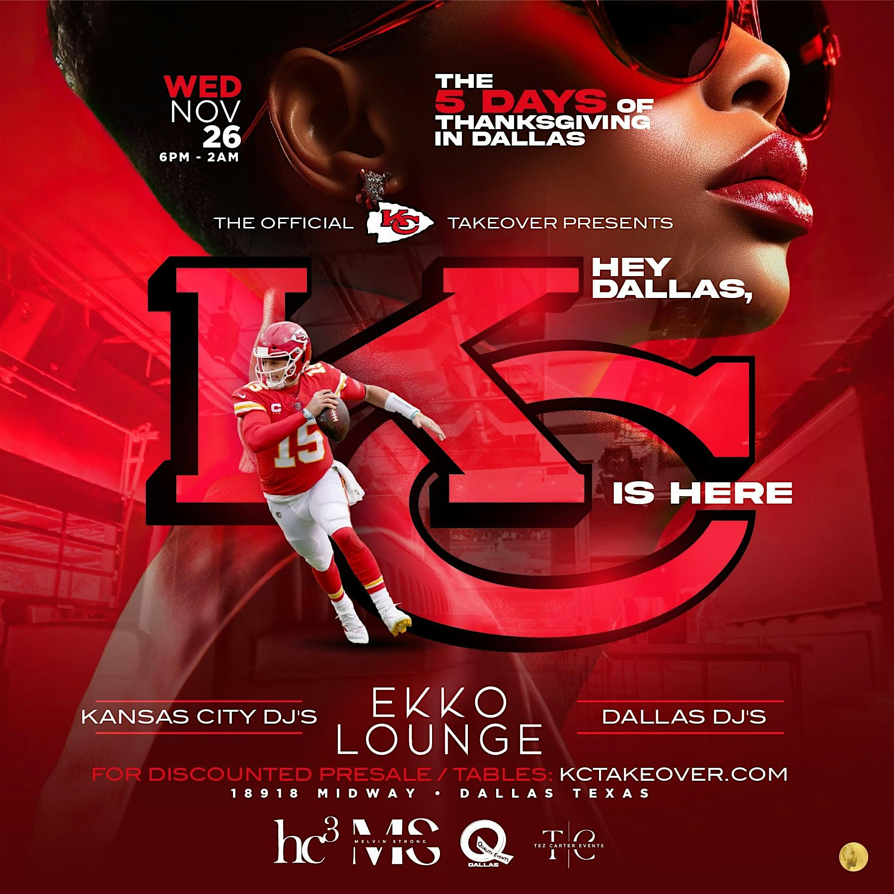 THE OFFICIAL KC TAKEOVER – PARTY PASS [4 EVENTS ONLY] at Ekko Lounge – Dallas, TX