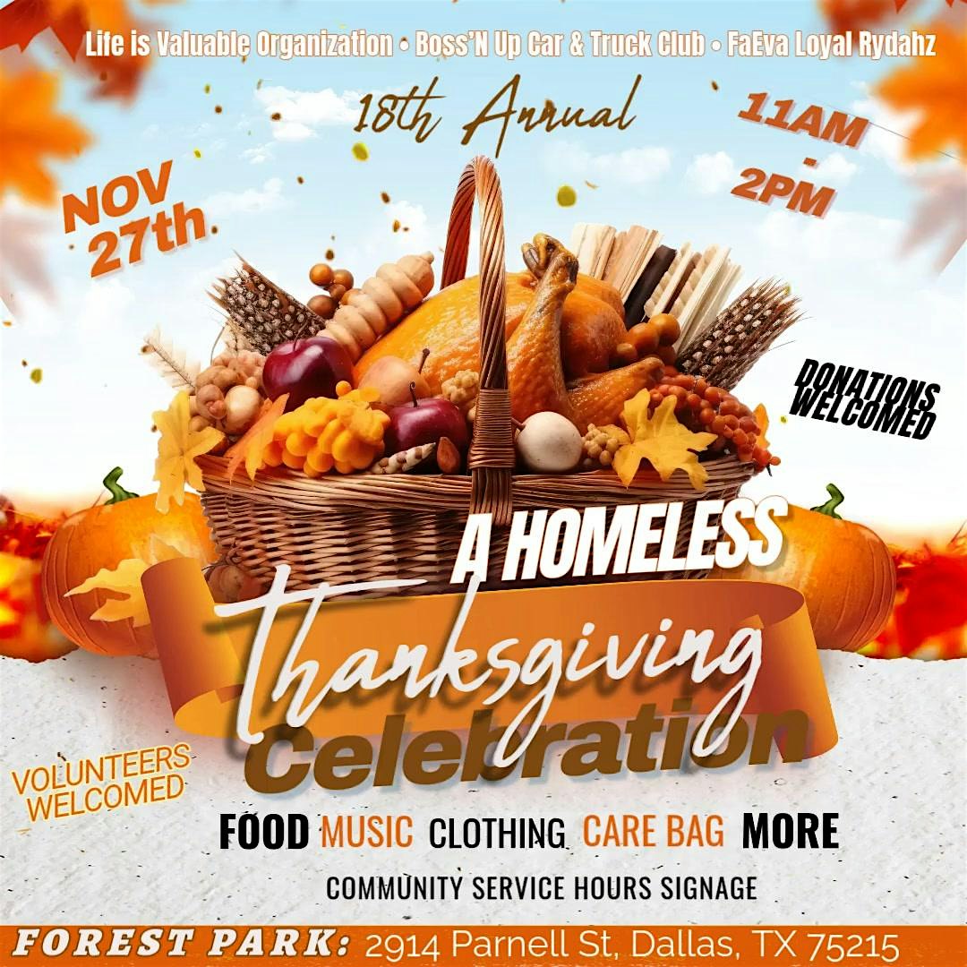 18th Annual A Homeless Thanksgiving at 2914 Parnell St – Dallas, TX
