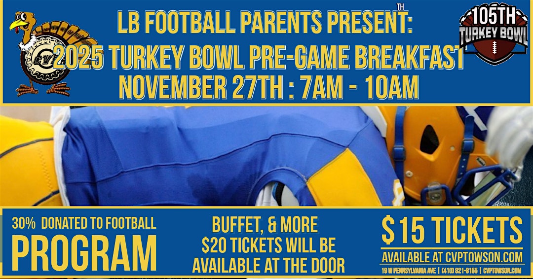 2025 Turkey Bowl Pre-Game Breakfast! at Charles Village Pub, Patio & Rooftop – Towson, MD