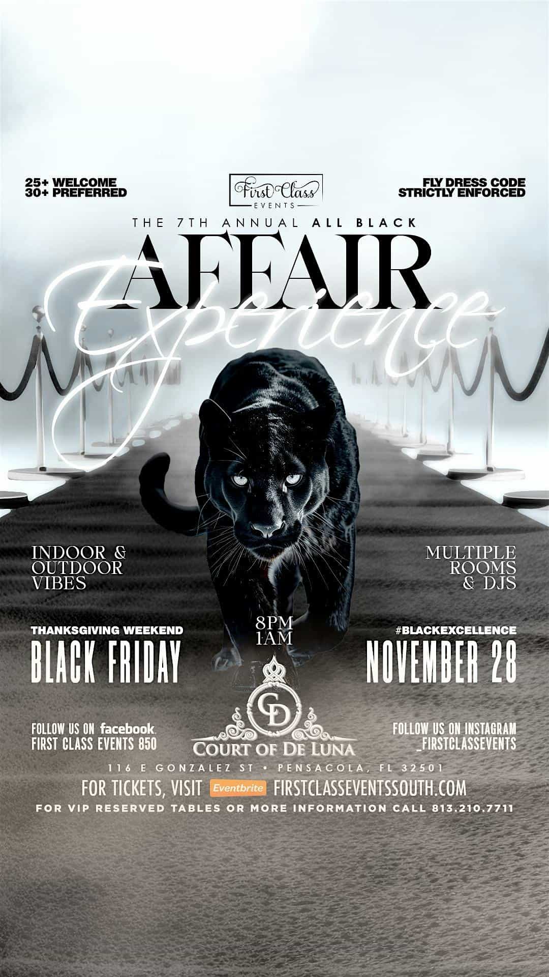 First Class Events Presents The 7th Annual All Black Affair at Court of De Luna Event Space – Pensacola, FL