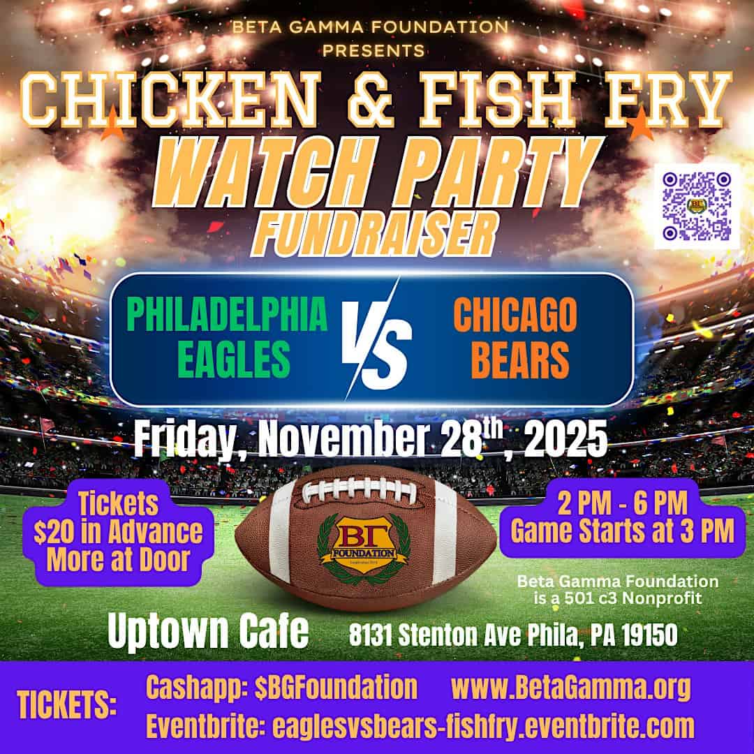 Chicken and Fish Fry Watch Party Fundraiser Eagles vs Bears at Uptown Cafe – Philadelphia, PA