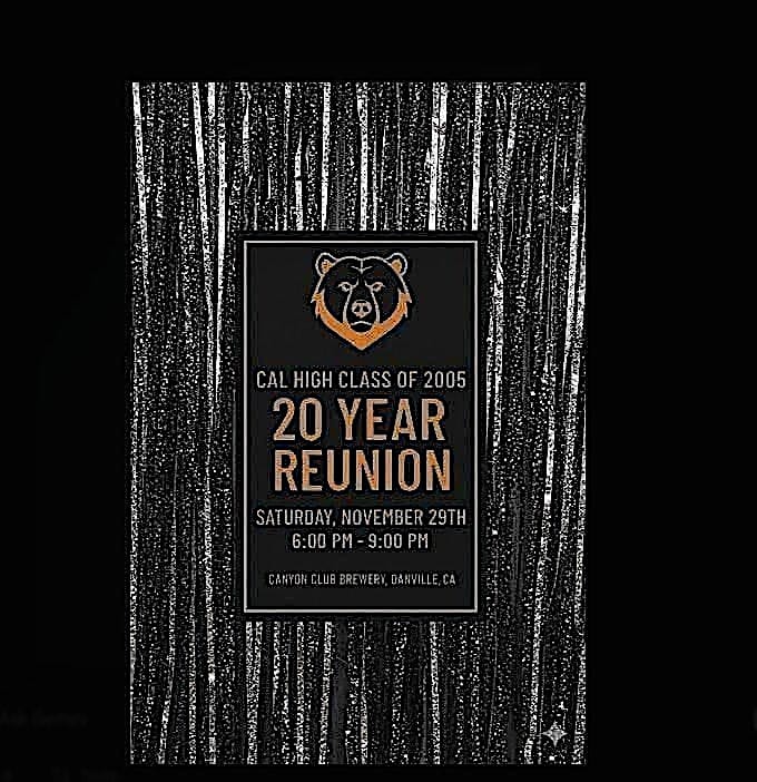 Cal High Class of 2005 – 20 Year Reunion at Canyon Club Brewery Danville – Danville, CA