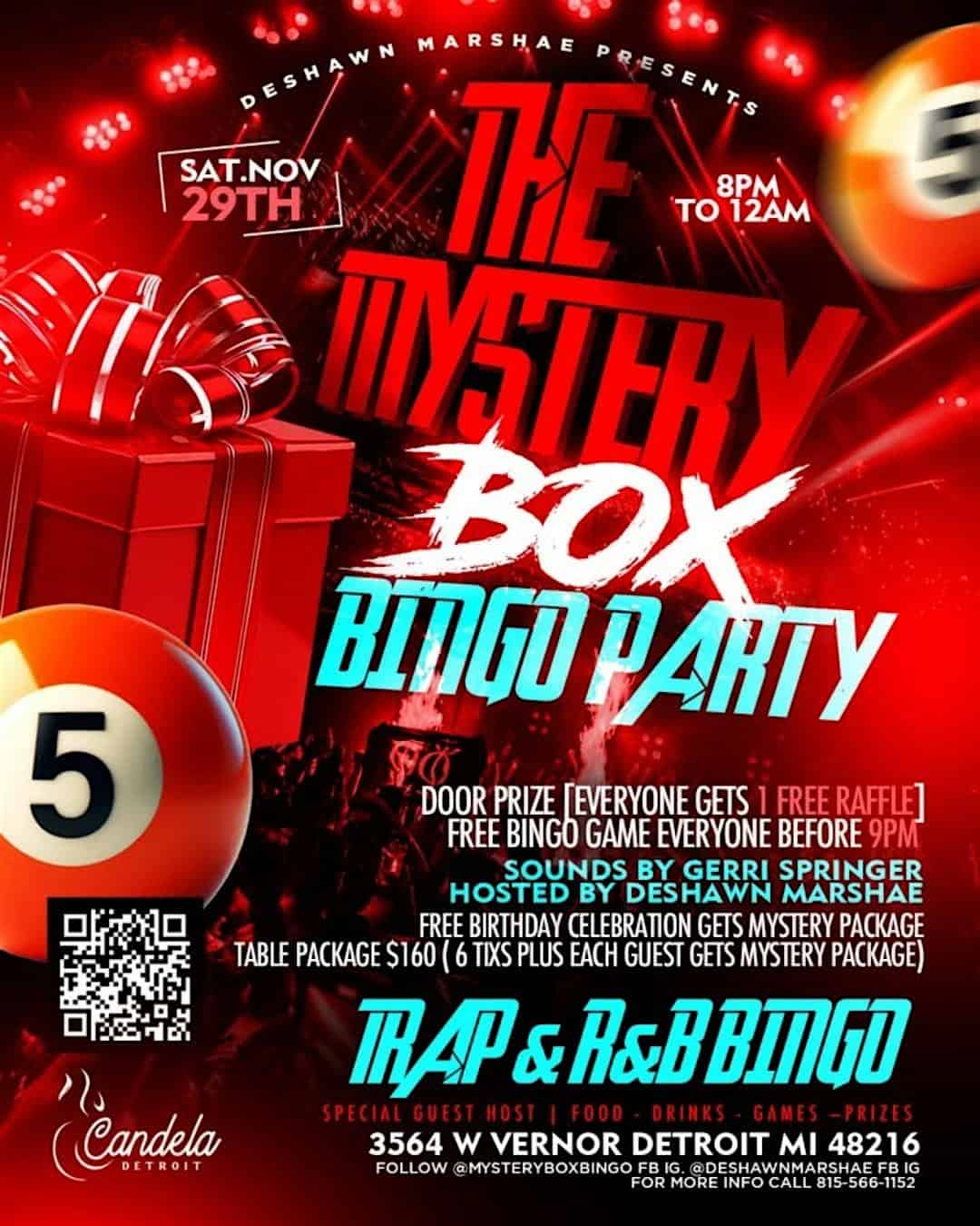 The Mystery Box Bingo Party (Thanksgiving Editon) at Candela Detroit – Detroit, MI
