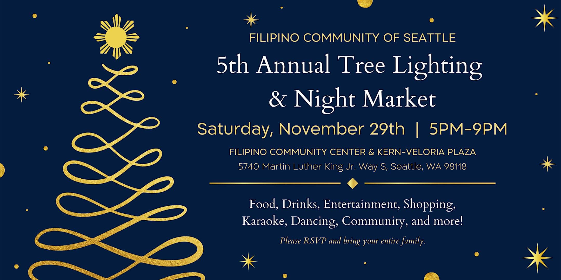 5th Annual Tree Lighting & Night Market at Filipino Community Center – Seattle, WA
