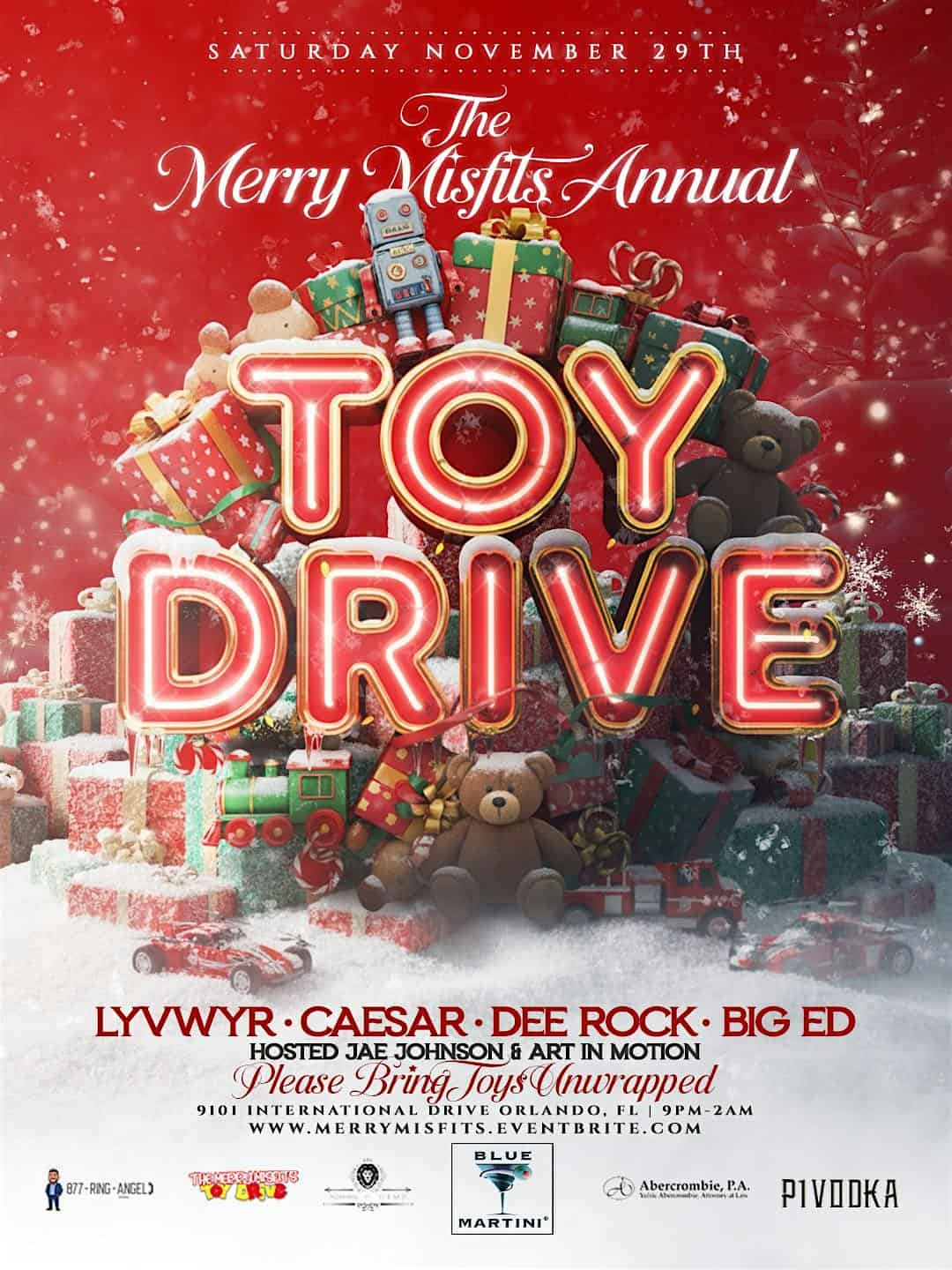 Merry Misfit’s Annual Toy Drive at Blue Martini Lounge Pointe Orlando – Orlando, FL