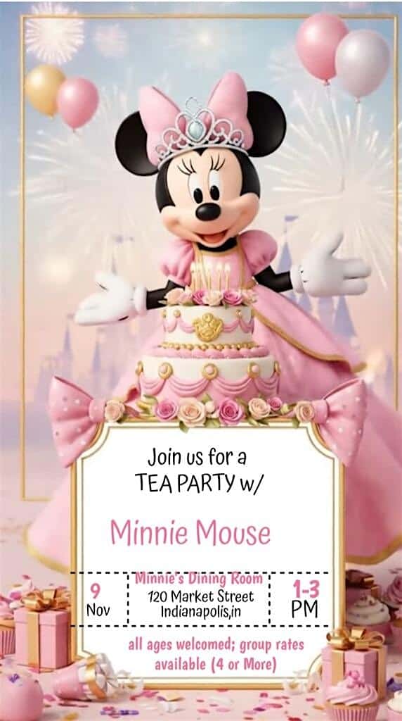 Minnie Mouse Tea Party at 120 E Market St – Indianapolis, IN